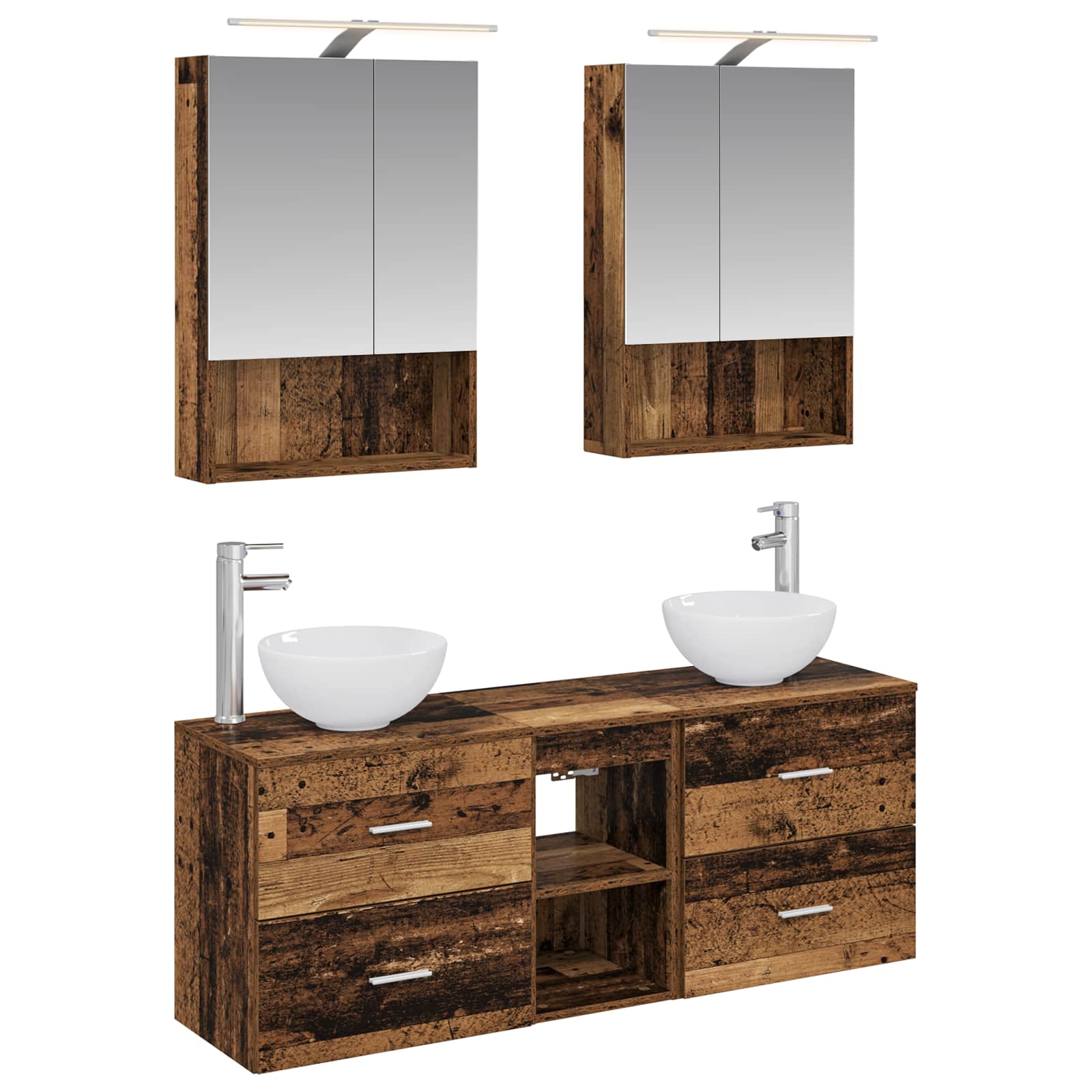 Set ormarića za kupaonicu 5 pcs Staro drvo 50 x 14,5 x 70 cm