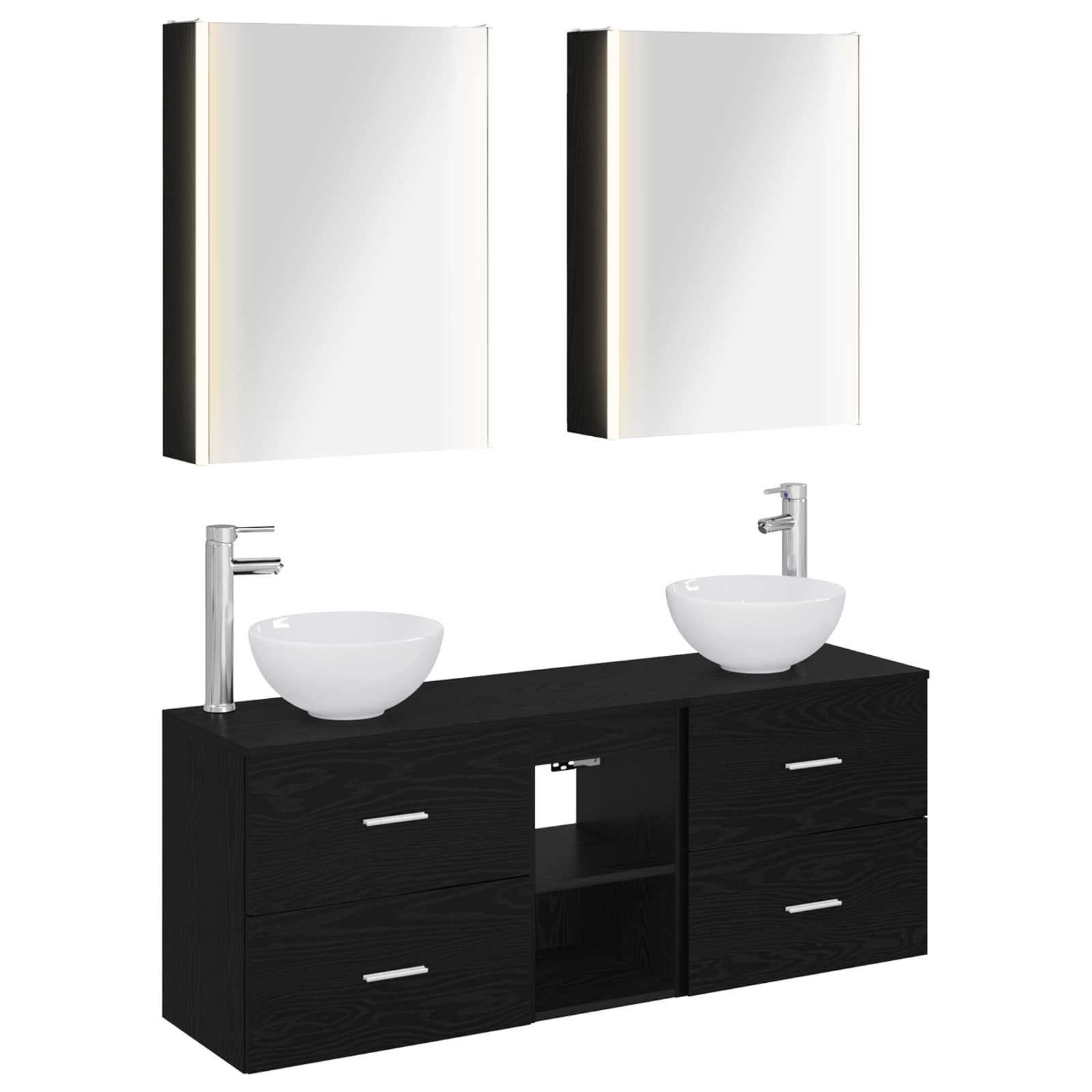 Set ormarića za kupaonicu 5 pcs Crni hrast 53 x 15,5 x 70 cm