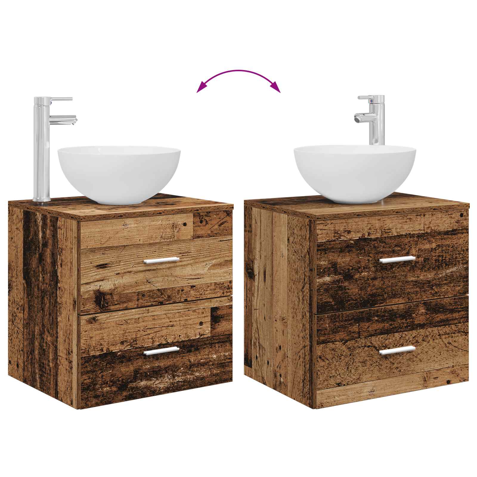 Set ormarića za kupaonicu 5 pcs Staro drvo 53 x 15,5 x 70 cm