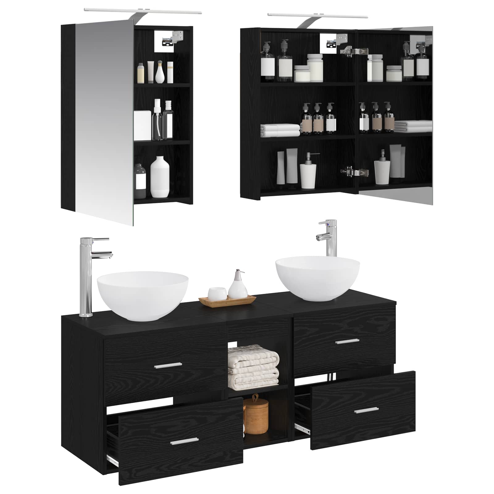Set namještaja za kupaonicu 5 pcs Crni hrast