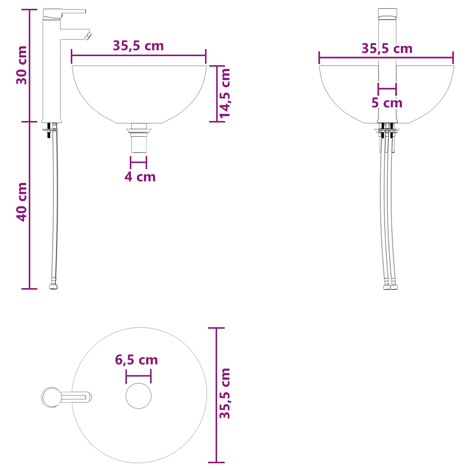 Set namještaja za kupaonicu 4 pcs Crni hrast
