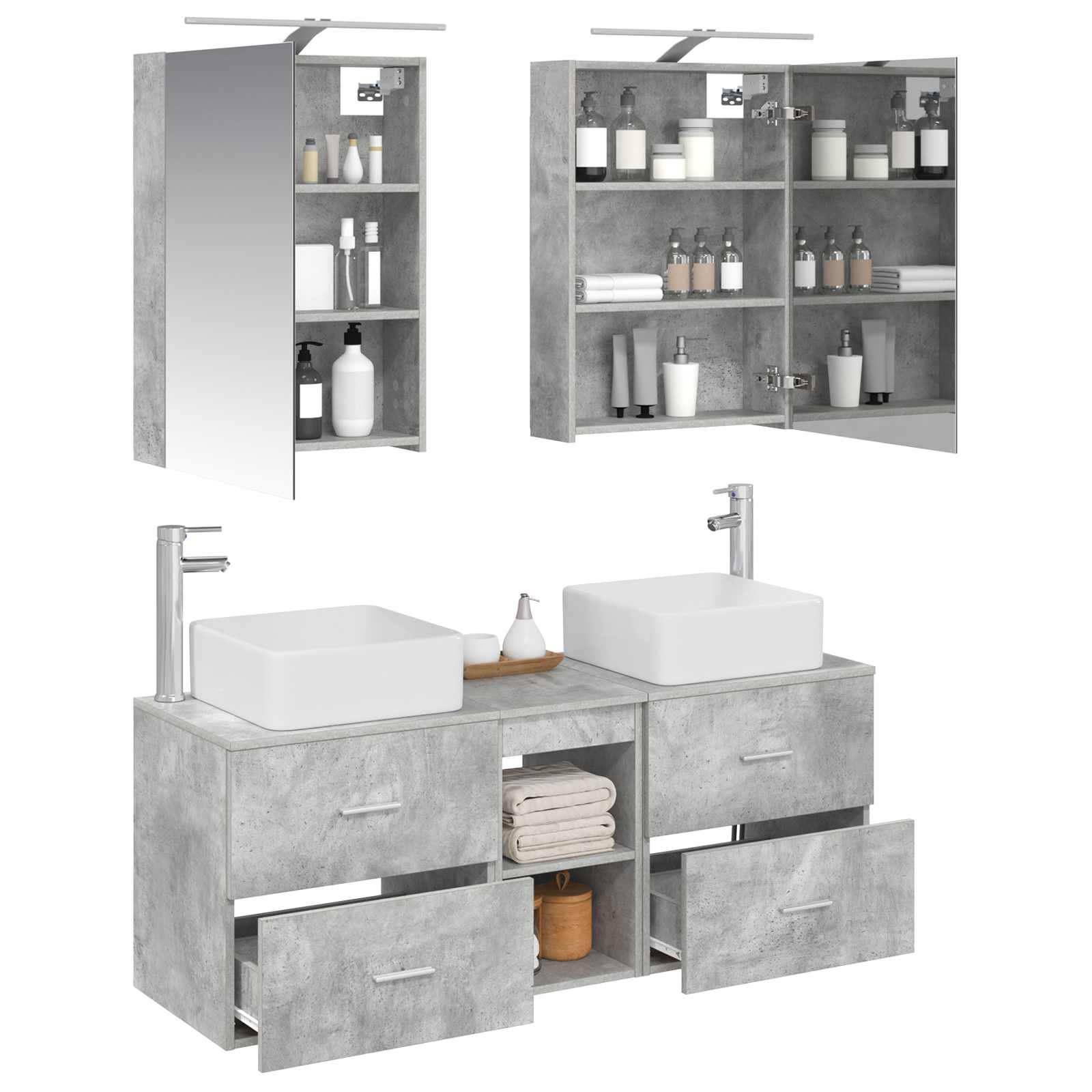Set namještaja za kupaonicu 5 pcs Betonska siva