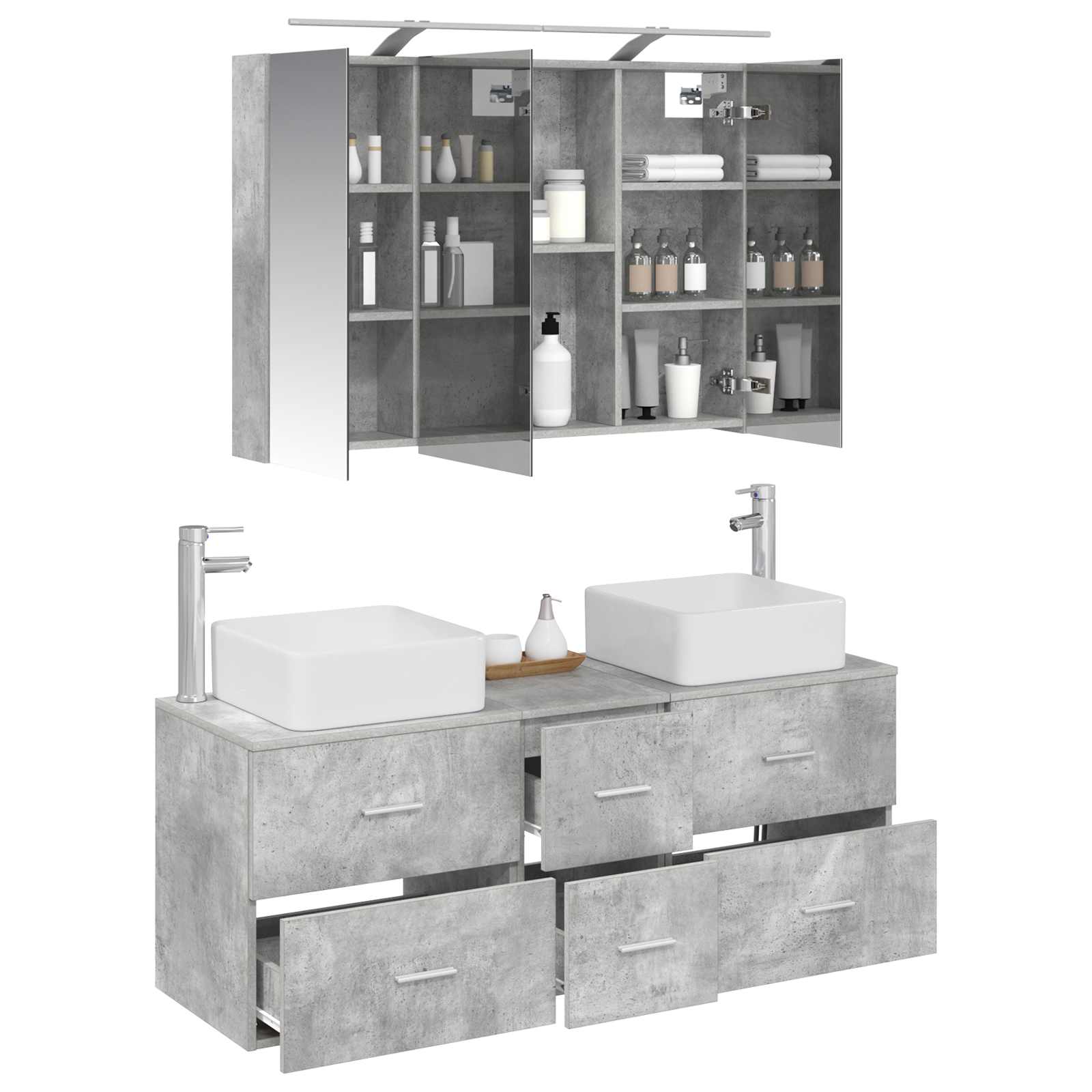 Set namještaja za kupaonicu 4 pcs Betonska siva