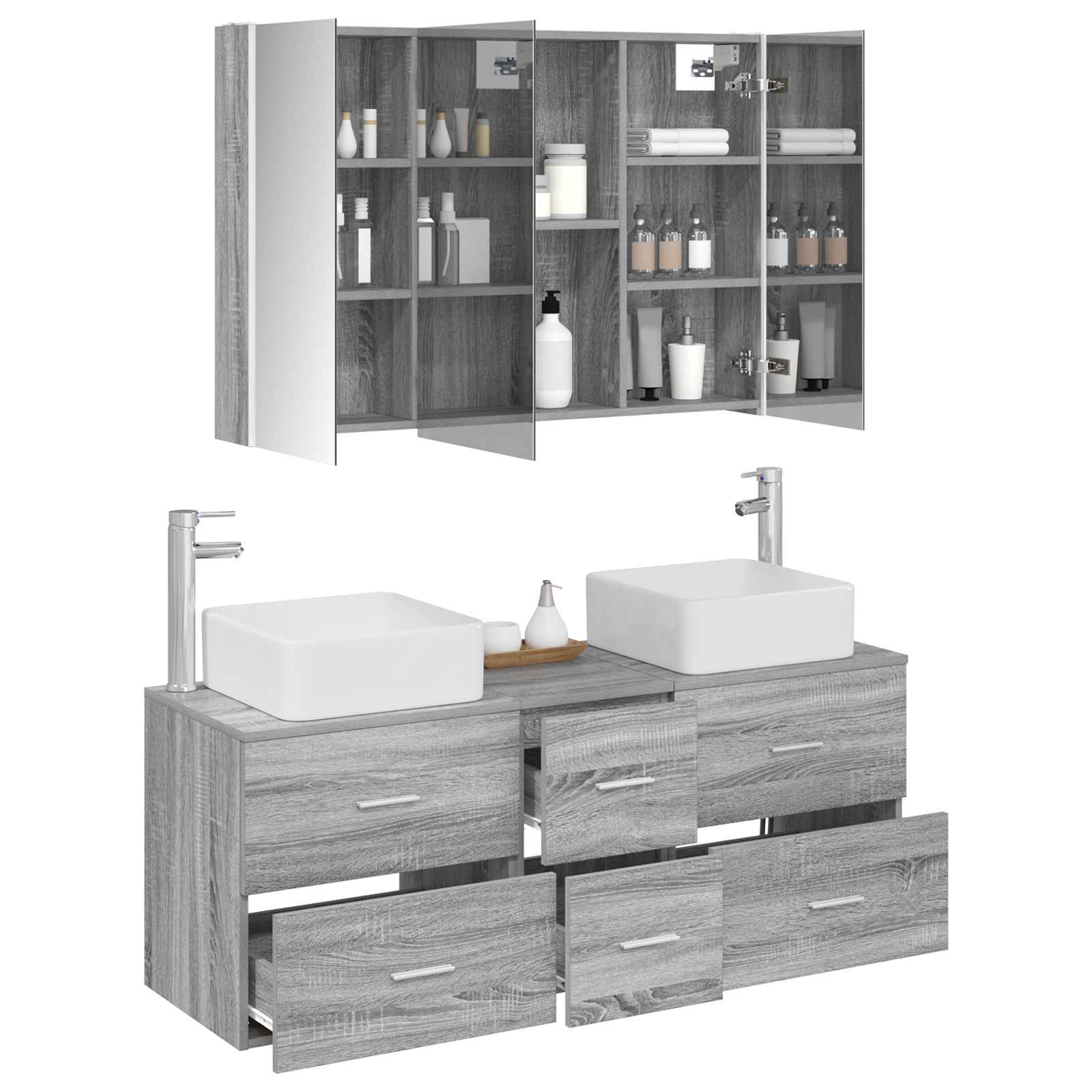 Set namještaja za kupaonicu 4 pcs Siva Sonoma