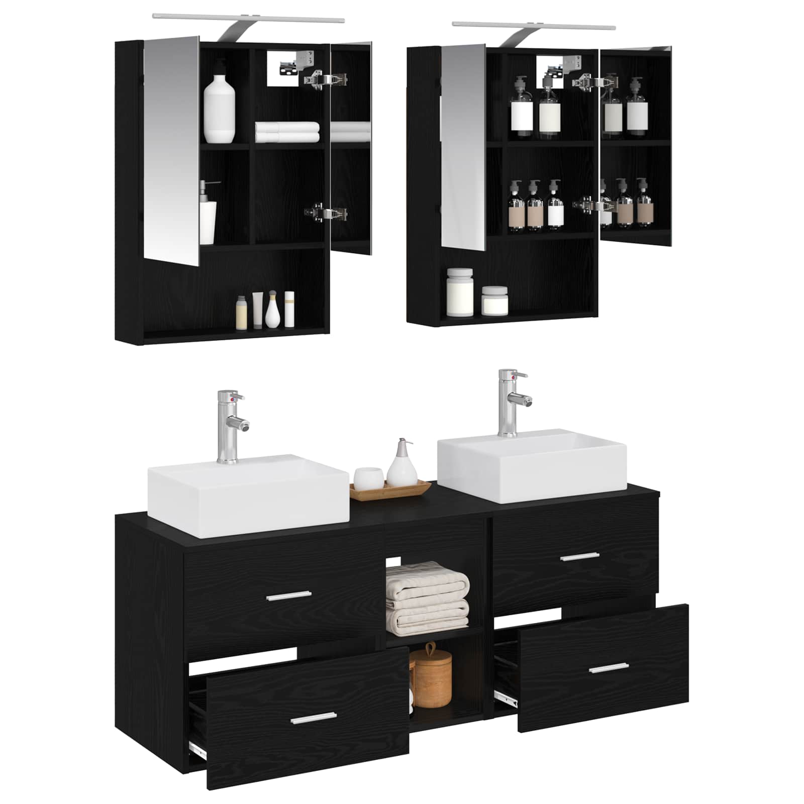 Set namještaja za kupaonicu 5 pcs Crni hrast
