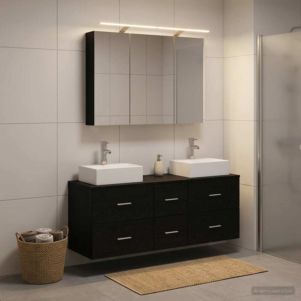 Set namještaja za kupaonicu 4 pcs Crni hrast