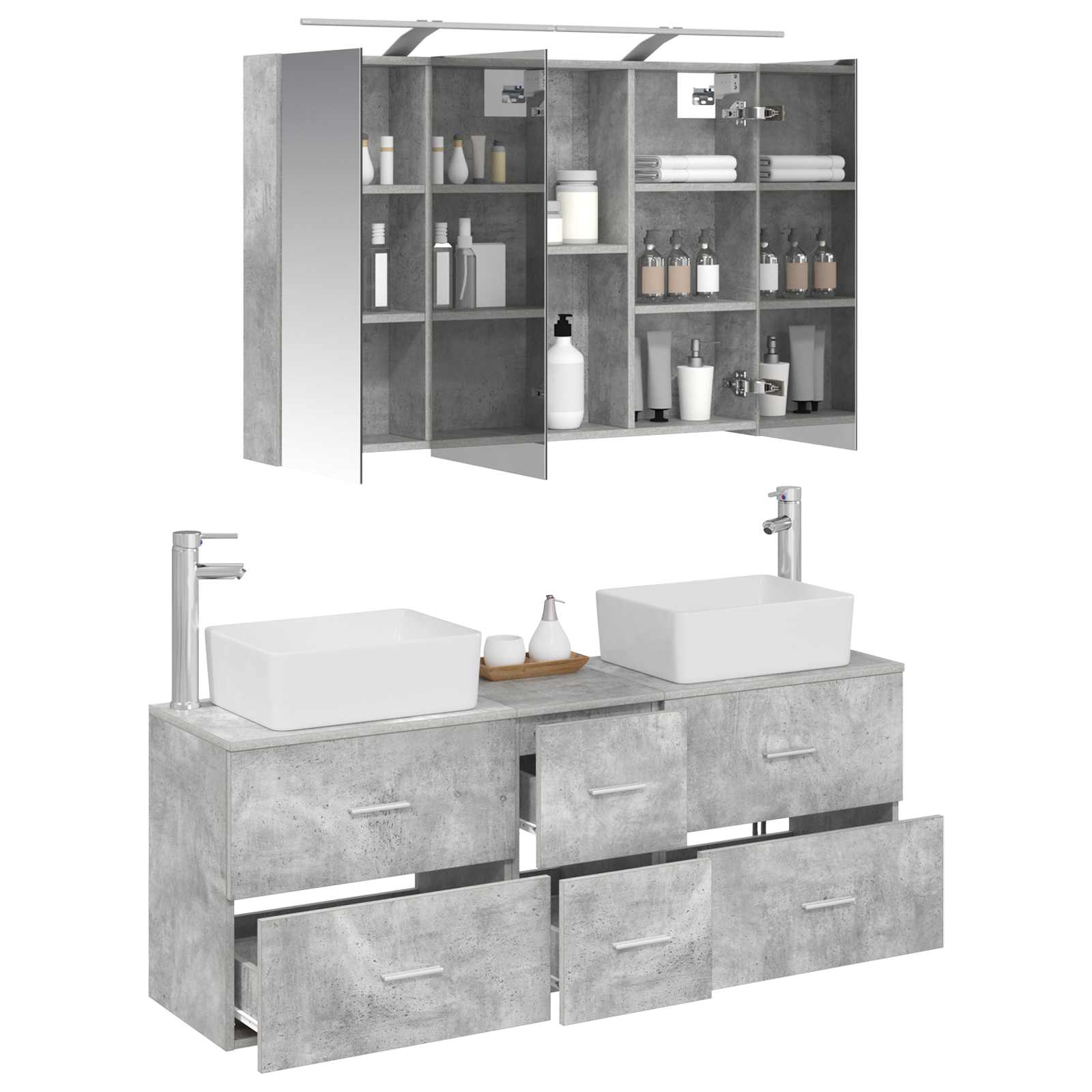 Set namještaja za kupaonicu 4 pcs Betonska siva