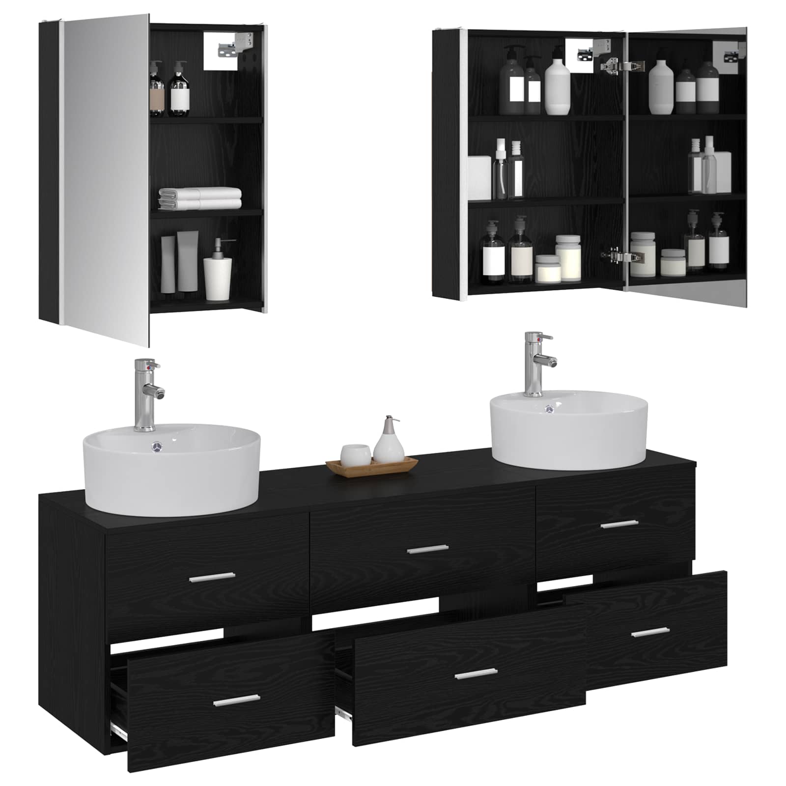 Set namještaja za kupaonicu 5 pcs Crni hrast