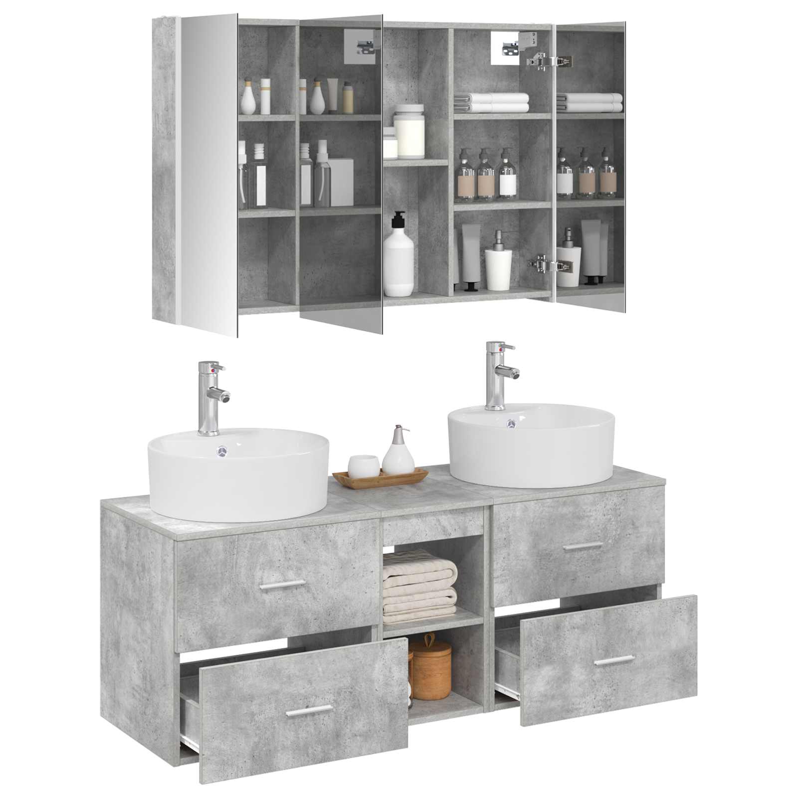 Set namještaja za kupaonicu 4 pcs Betonska siva