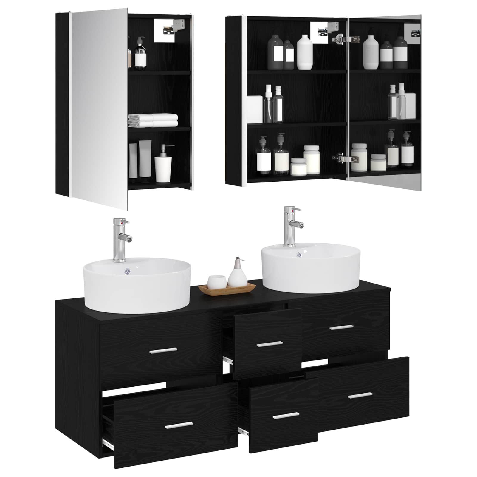 Set namještaja za kupaonicu 5 pcs Crni hrast