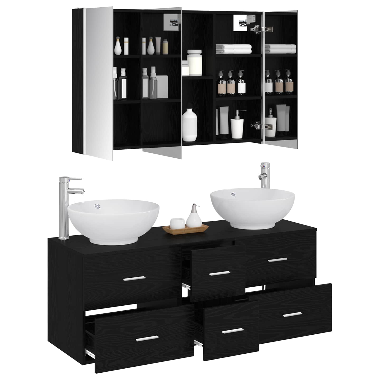 Set namještaja za kupaonicu 4 pcs Crni hrast