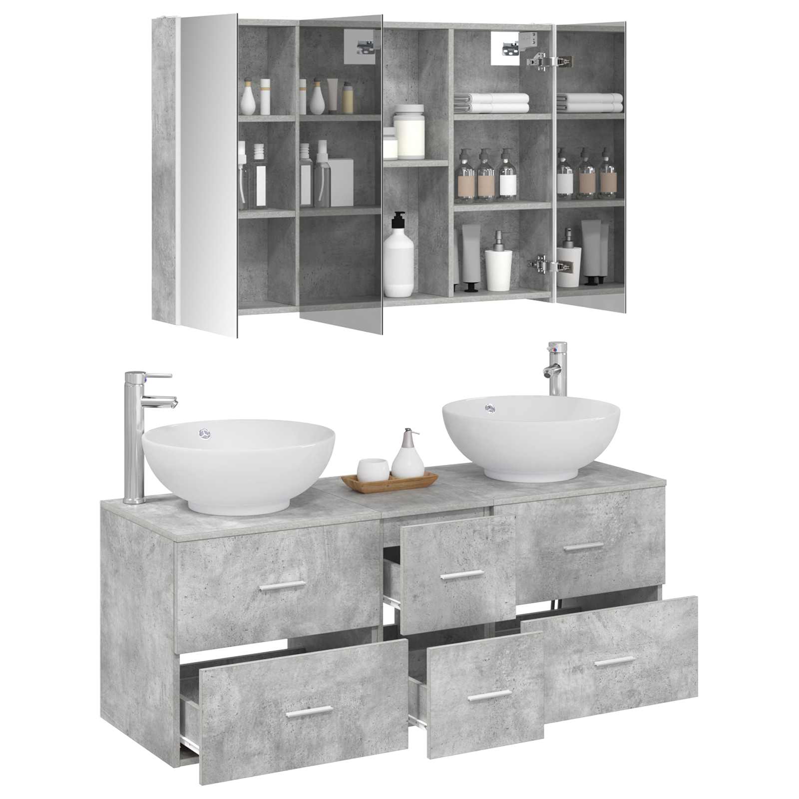 Set namještaja za kupaonicu 4 pcs Betonska siva
