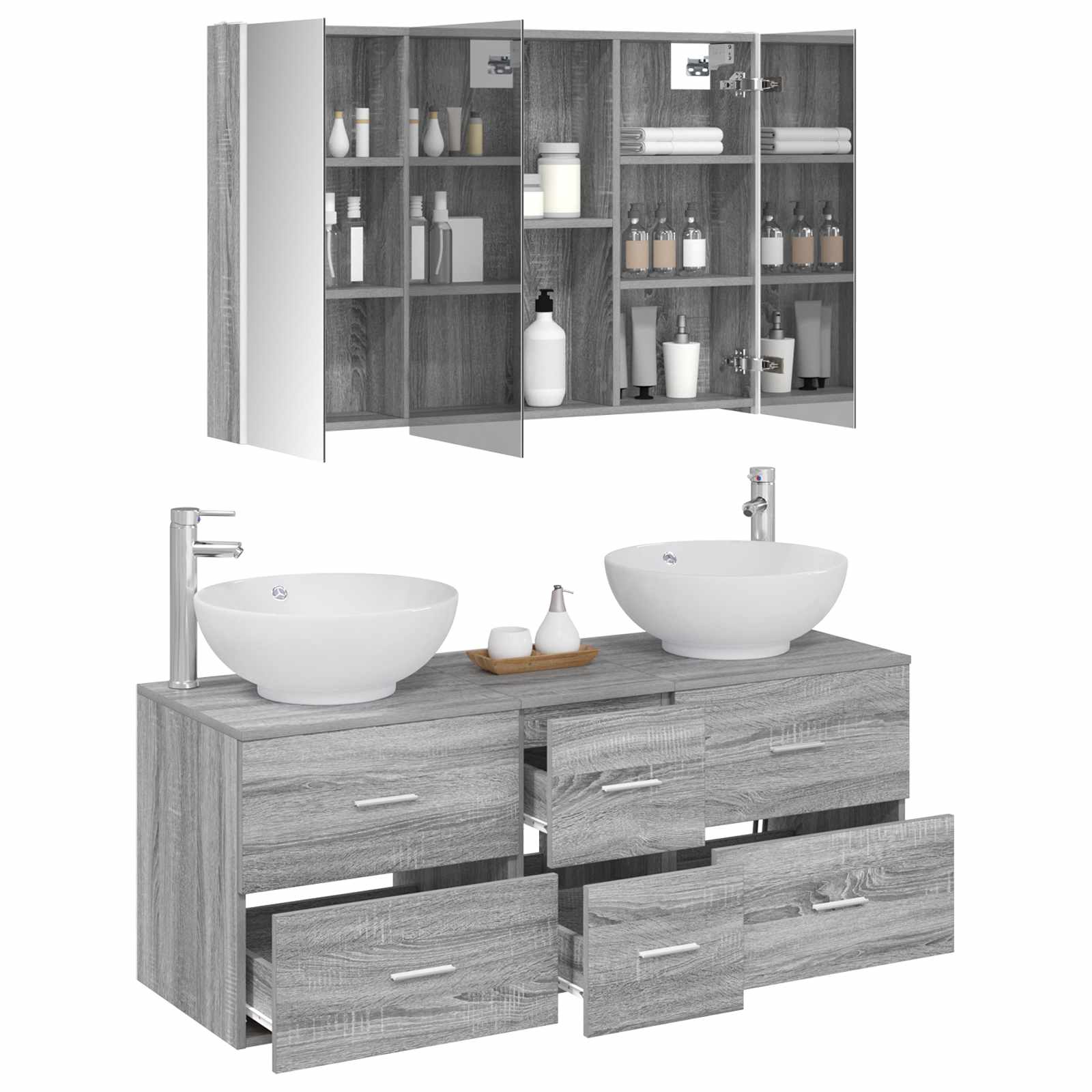 Set namještaja za kupaonicu 4 pcs Siva Sonoma