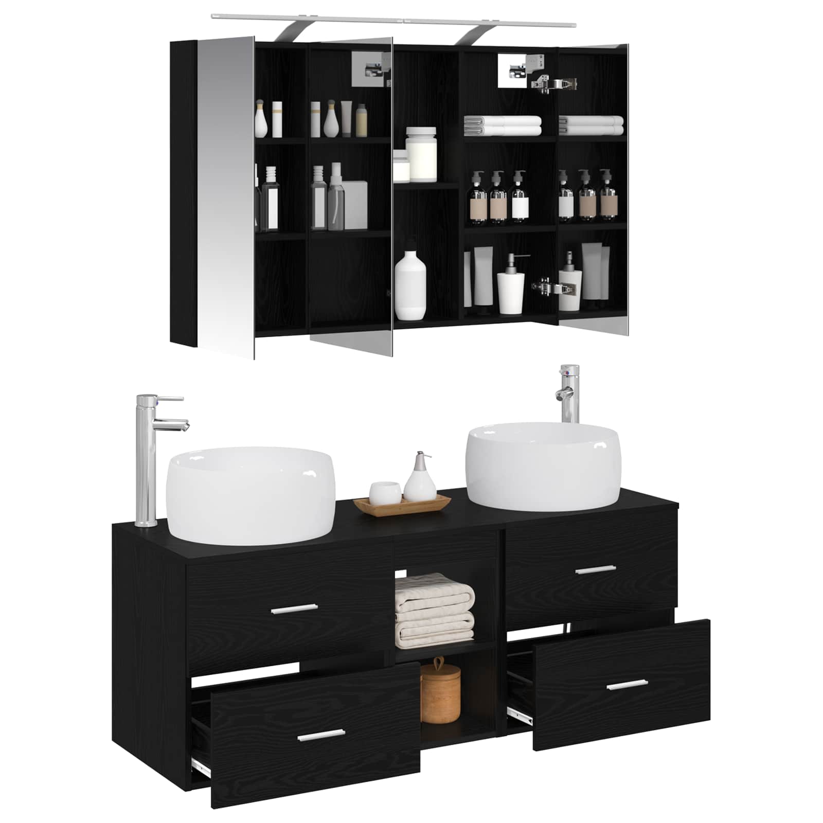 Set namještaja za kupaonicu 4 pcs Crni hrast