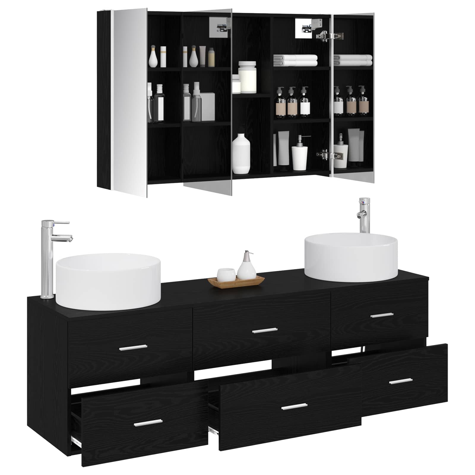 Set namještaja za kupaonicu 4 pcs Crni hrast