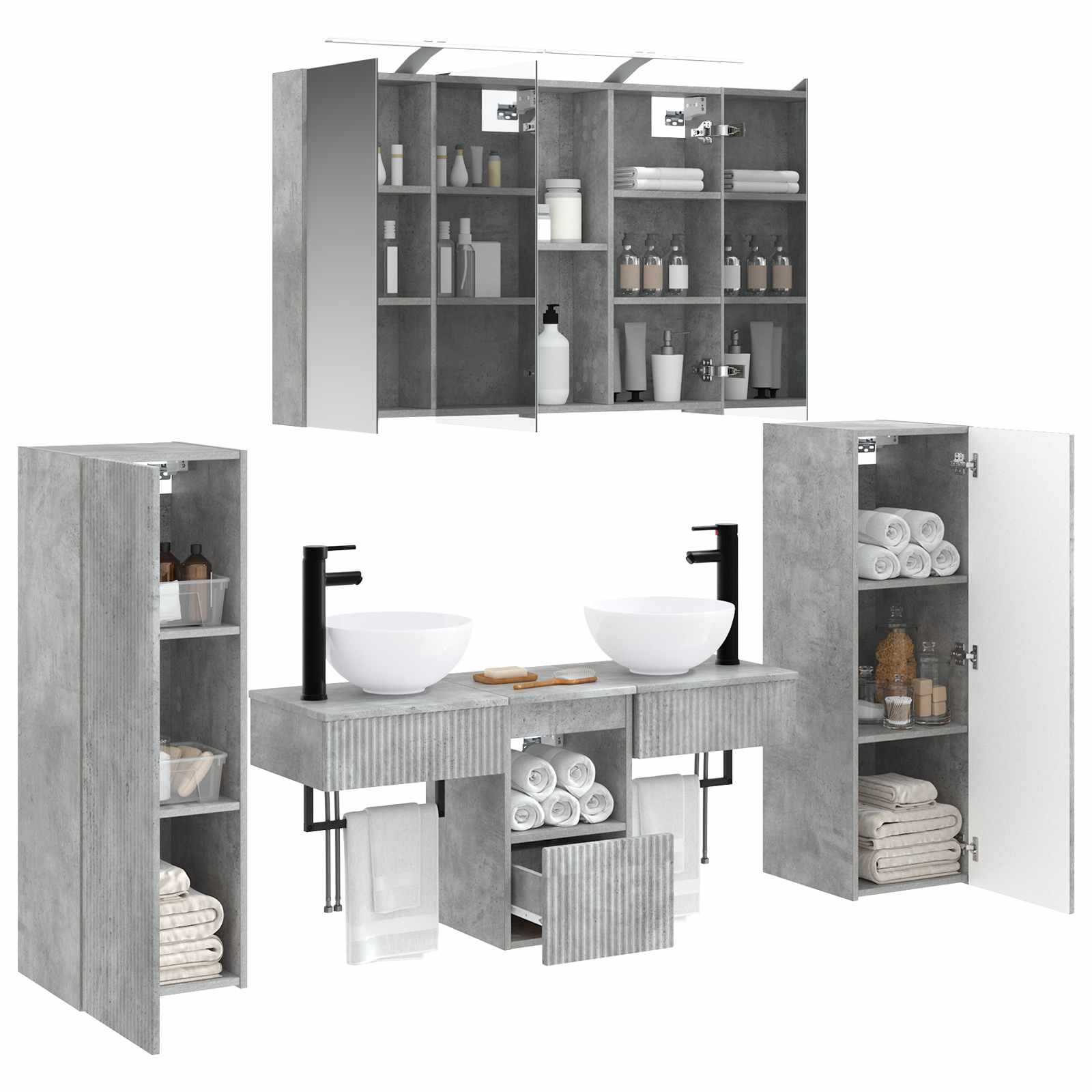 Set namještaja za kupaonicu 6 pcs Betonska siva