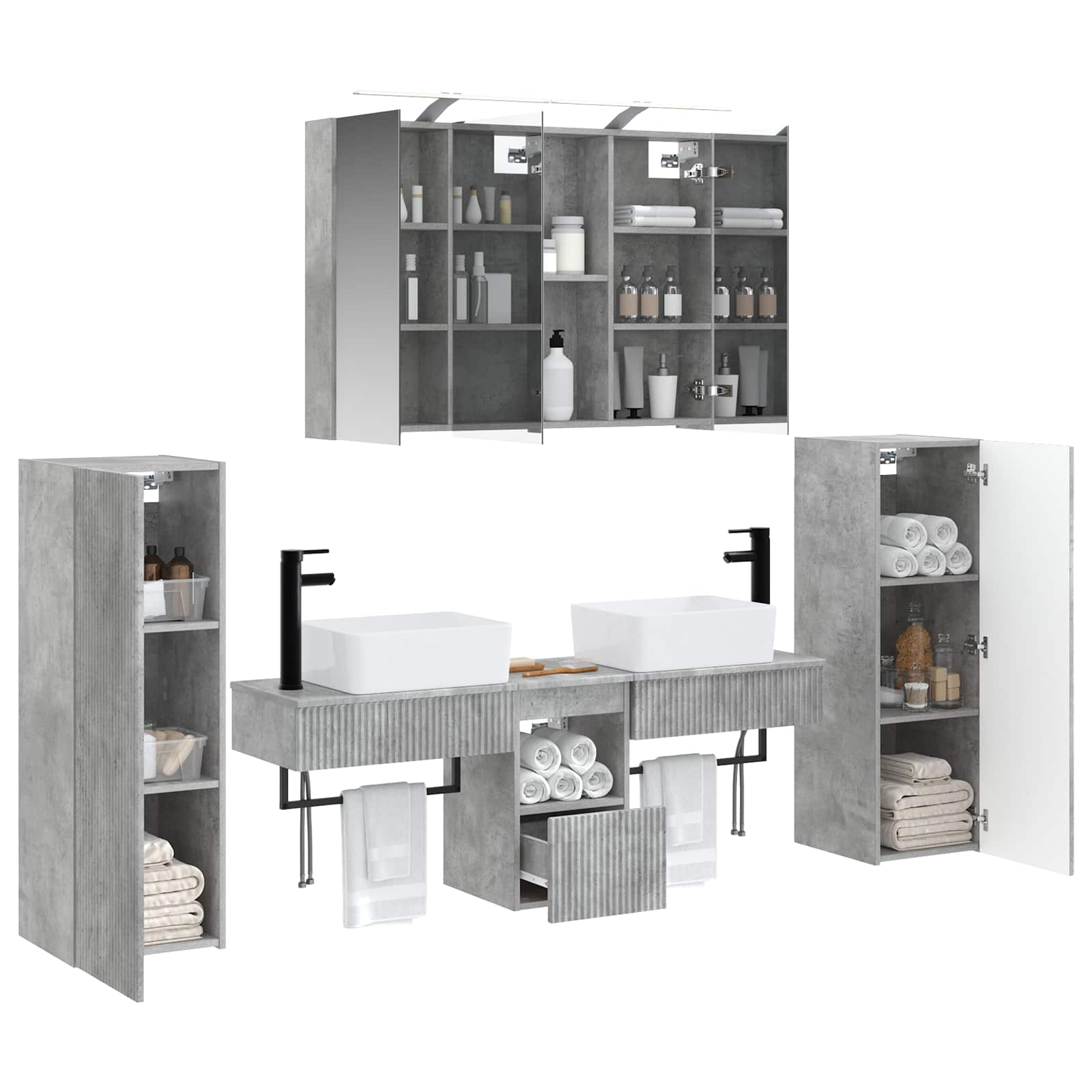 Set namještaja za kupaonicu 6 pcs Betonska siva