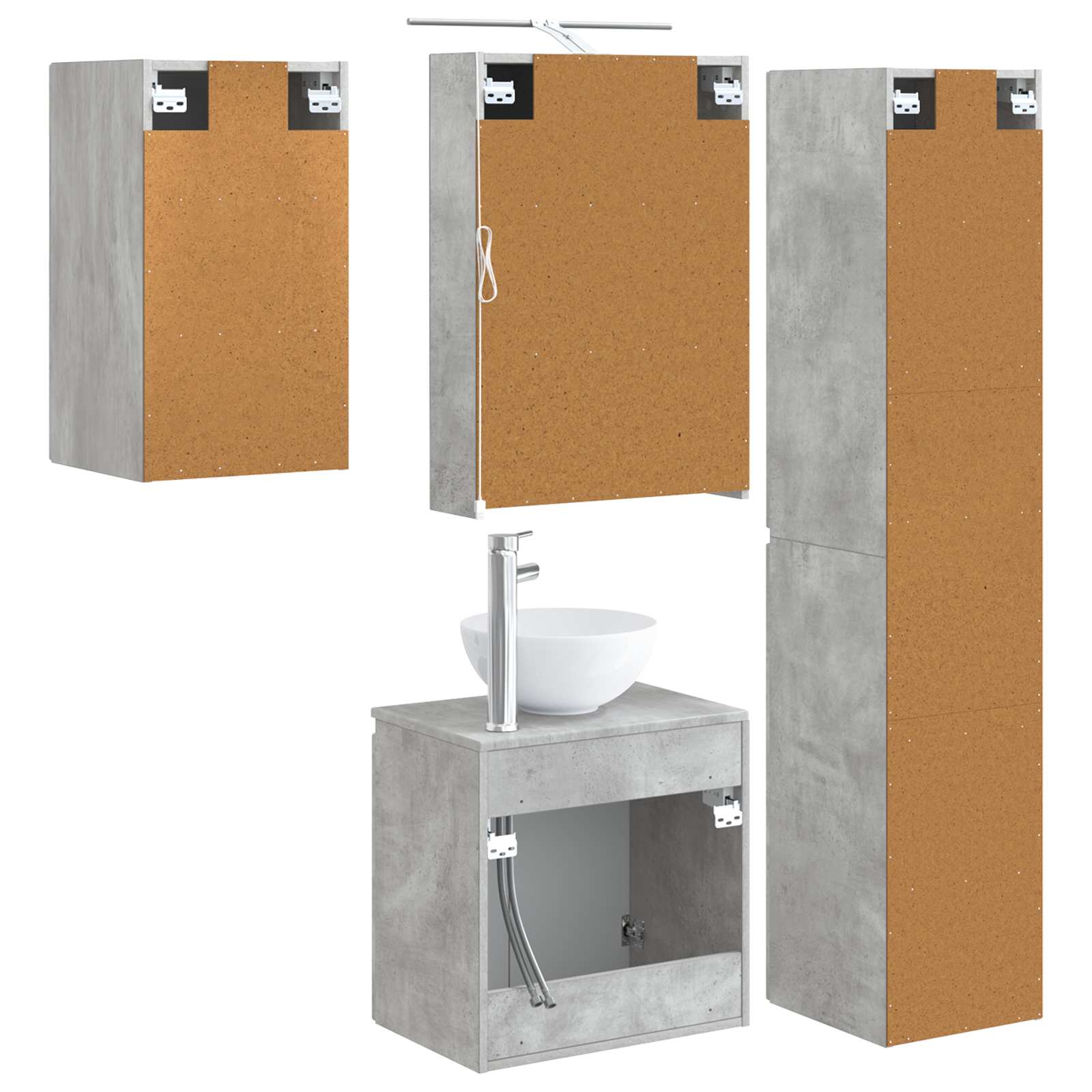 Set ormarića za kupaonicu 5 pcs Betonska siva 50 x 14,5 x 70 cm