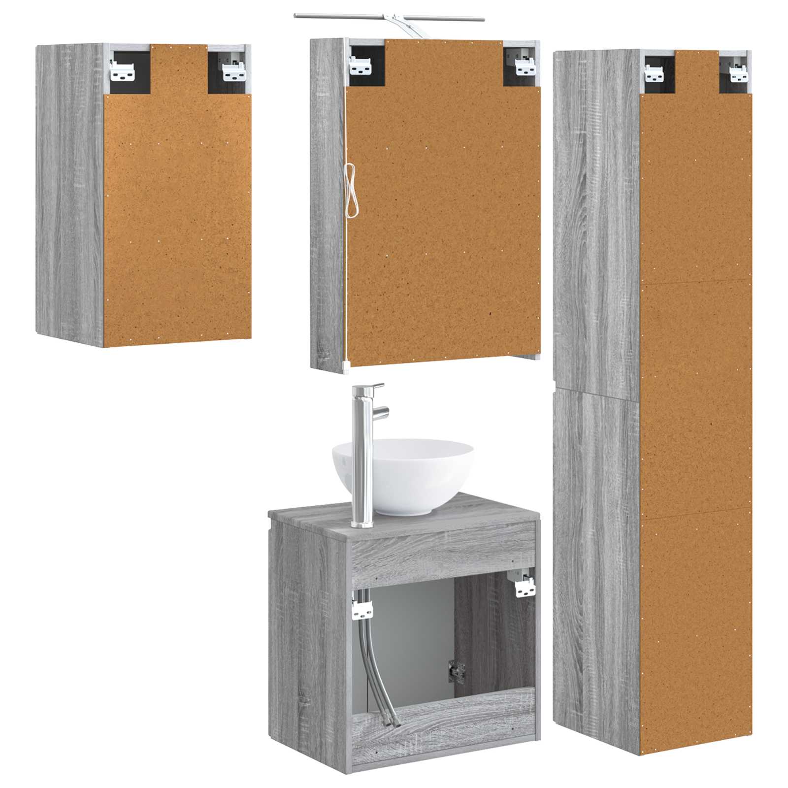 Set ormarića za kupaonicu 5 pcs Siva Sonoma 50 x 14,5 x 70 cm