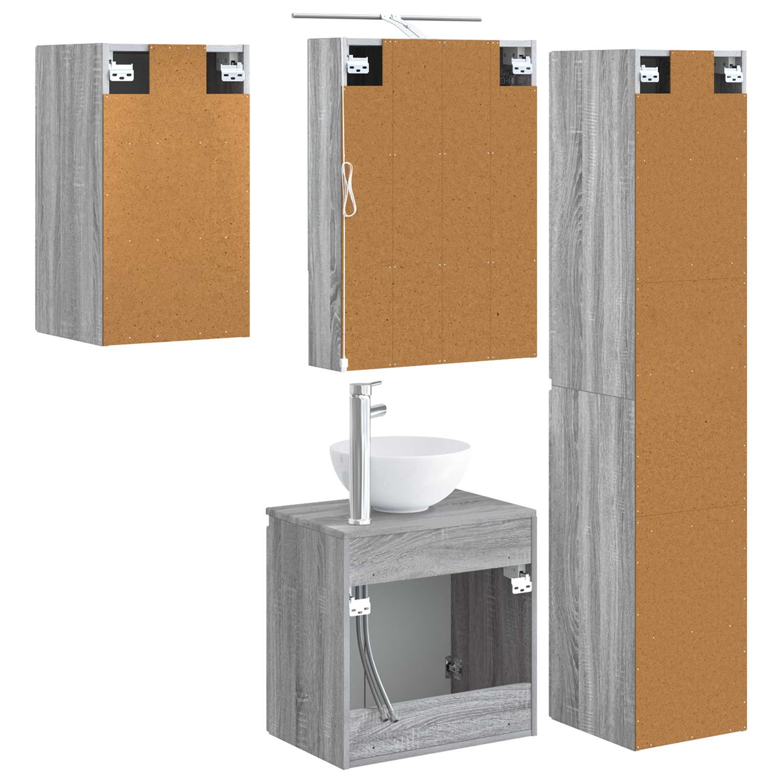 Set ormarića za kupaonicu 5 pcs Siva Sonoma 50 x 14,5 x 70 cm