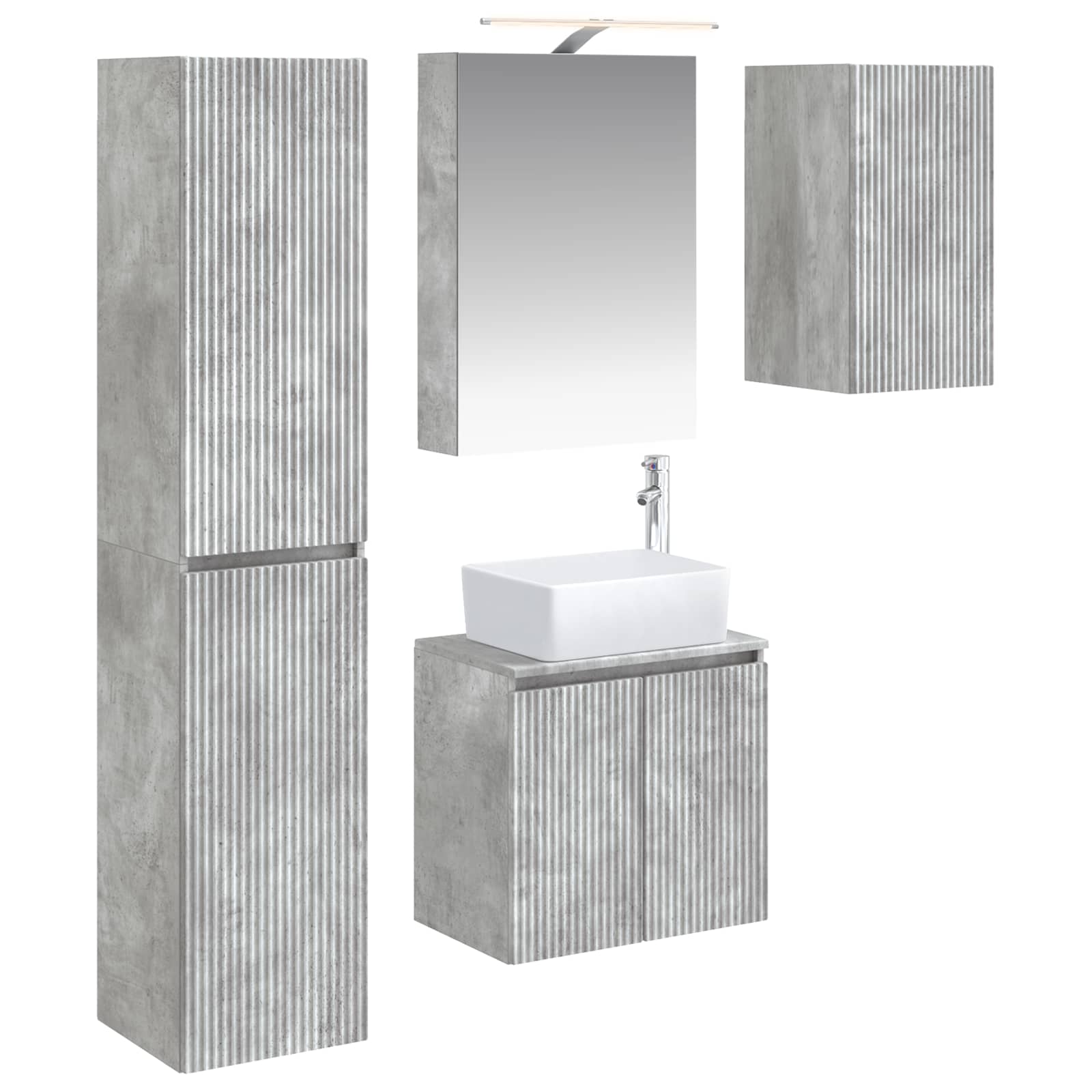 Set ormarića za kupaonicu 5 pcs Betonska siva 50 x 14,5 x 70 cm