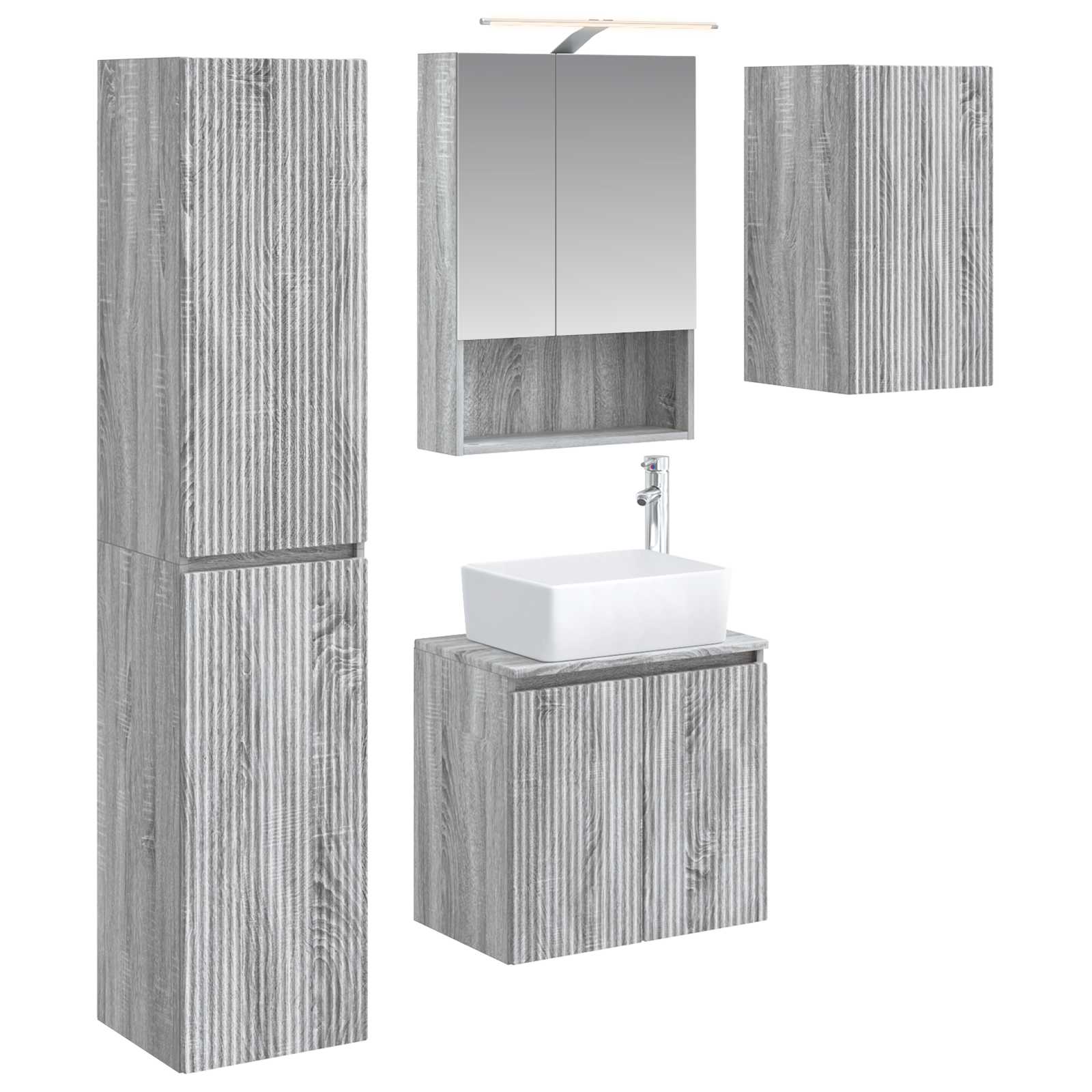Set ormarića za kupaonicu 5 pcs Siva Sonoma 50 x 14,5 x 70 cm