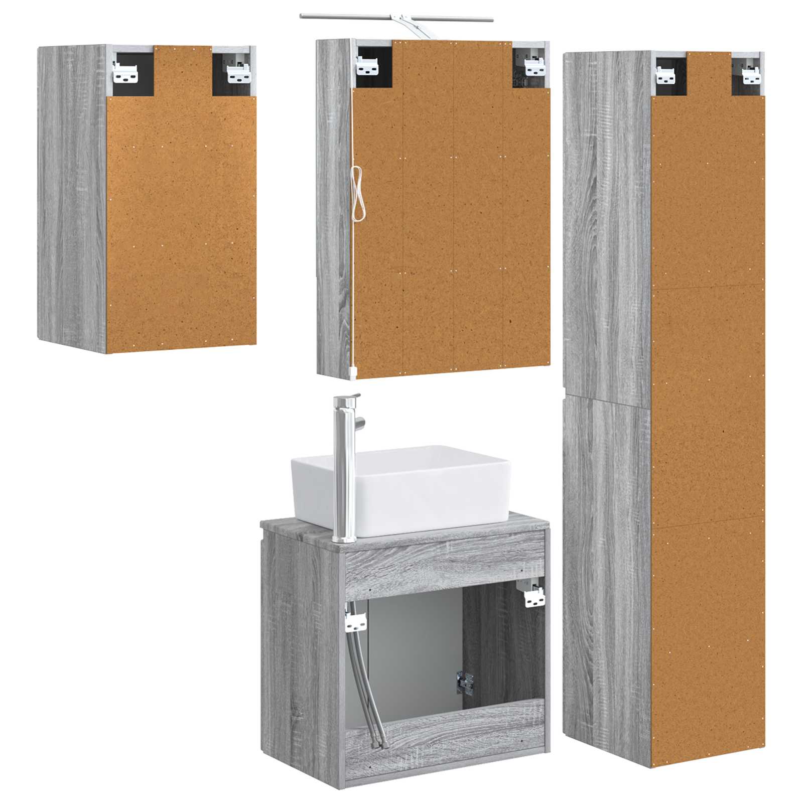 Set ormarića za kupaonicu 5 pcs Siva Sonoma 50 x 14,5 x 70 cm