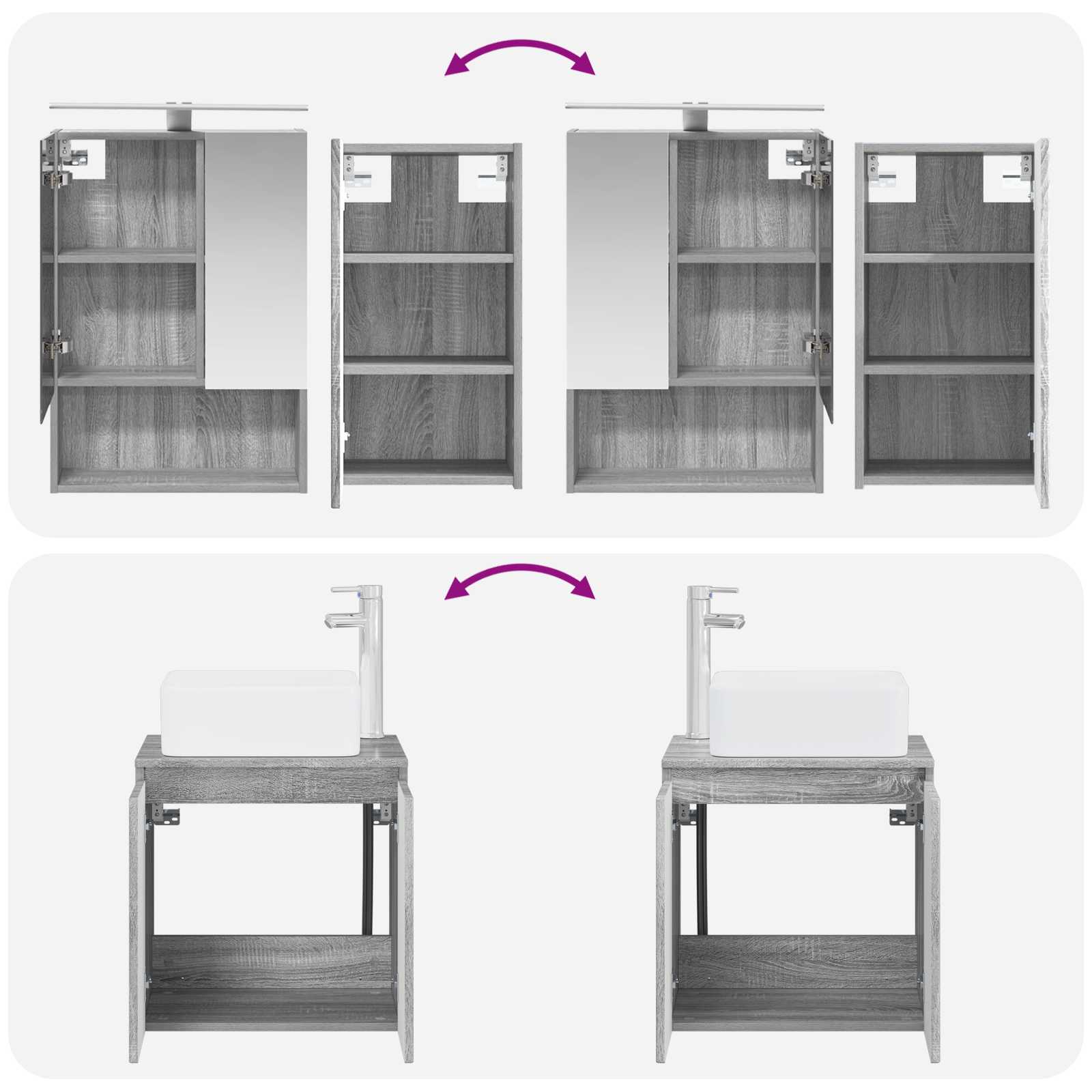 Set ormarića za kupaonicu 5 pcs Siva Sonoma 50 x 14,5 x 70 cm