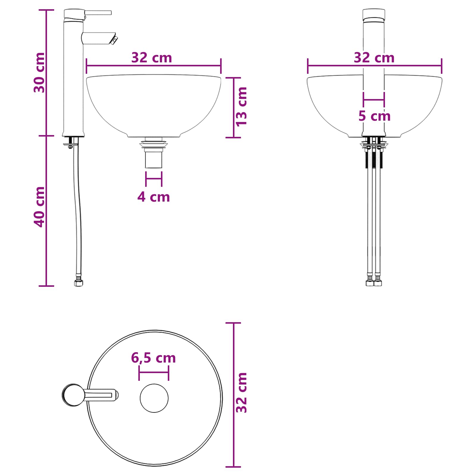 Set ormarića za kupaonicu 5 pcs Bijela 43 x 16 x 62,5 cm
