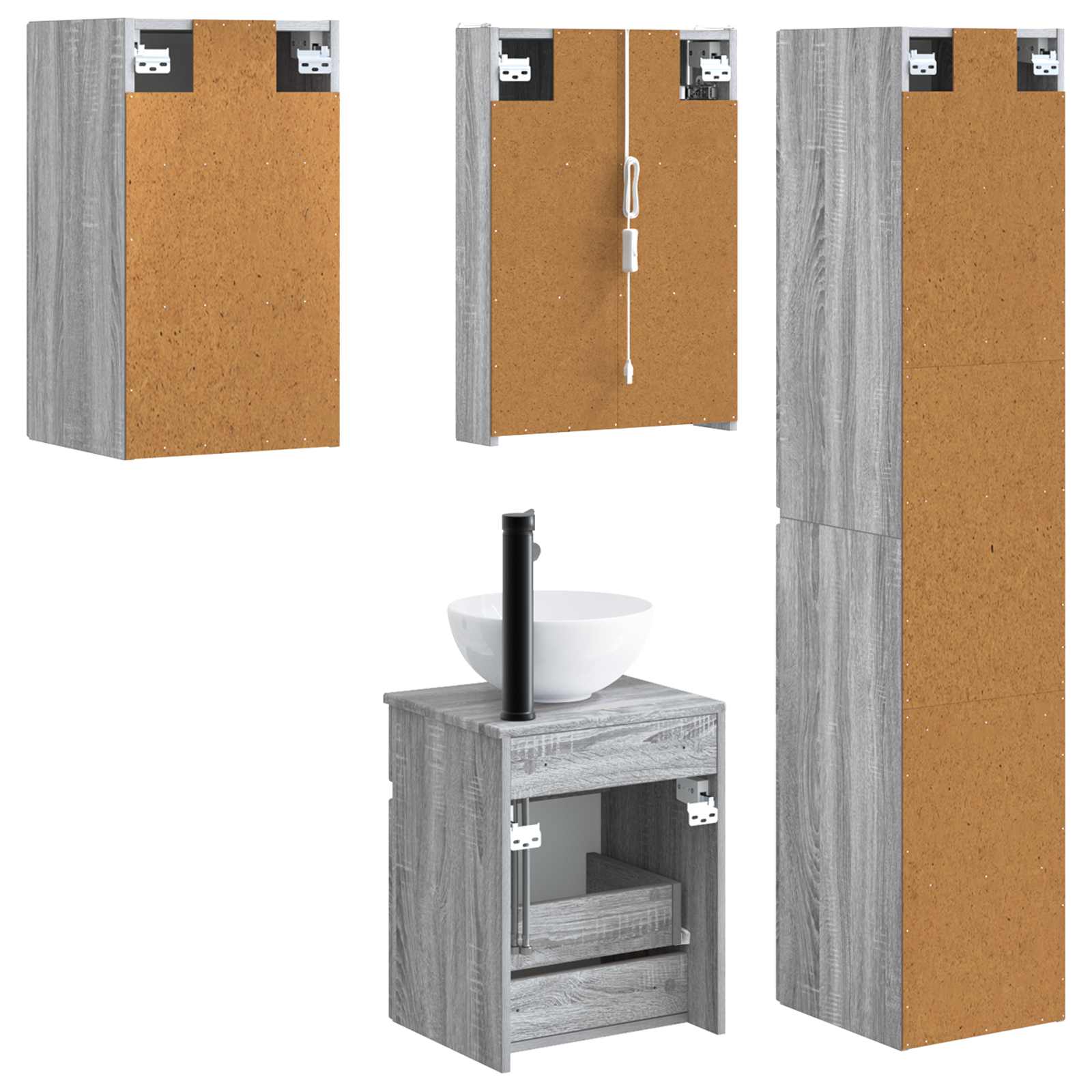 Set ormarića za kupaonicu 5 pcs Siva Sonoma 43 x 11,5 x 60,5 cm