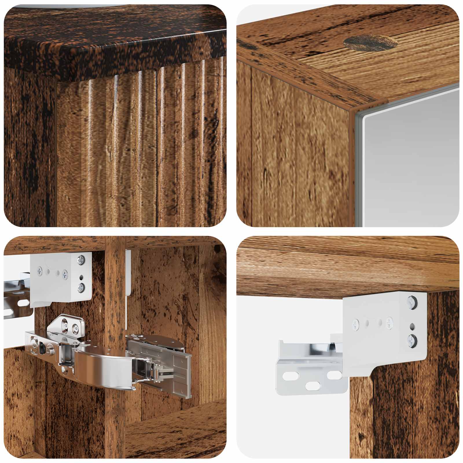 Set ormarića za kupaonicu 4 pcs Staro drvo 43 x 16 x 62,5 cm
