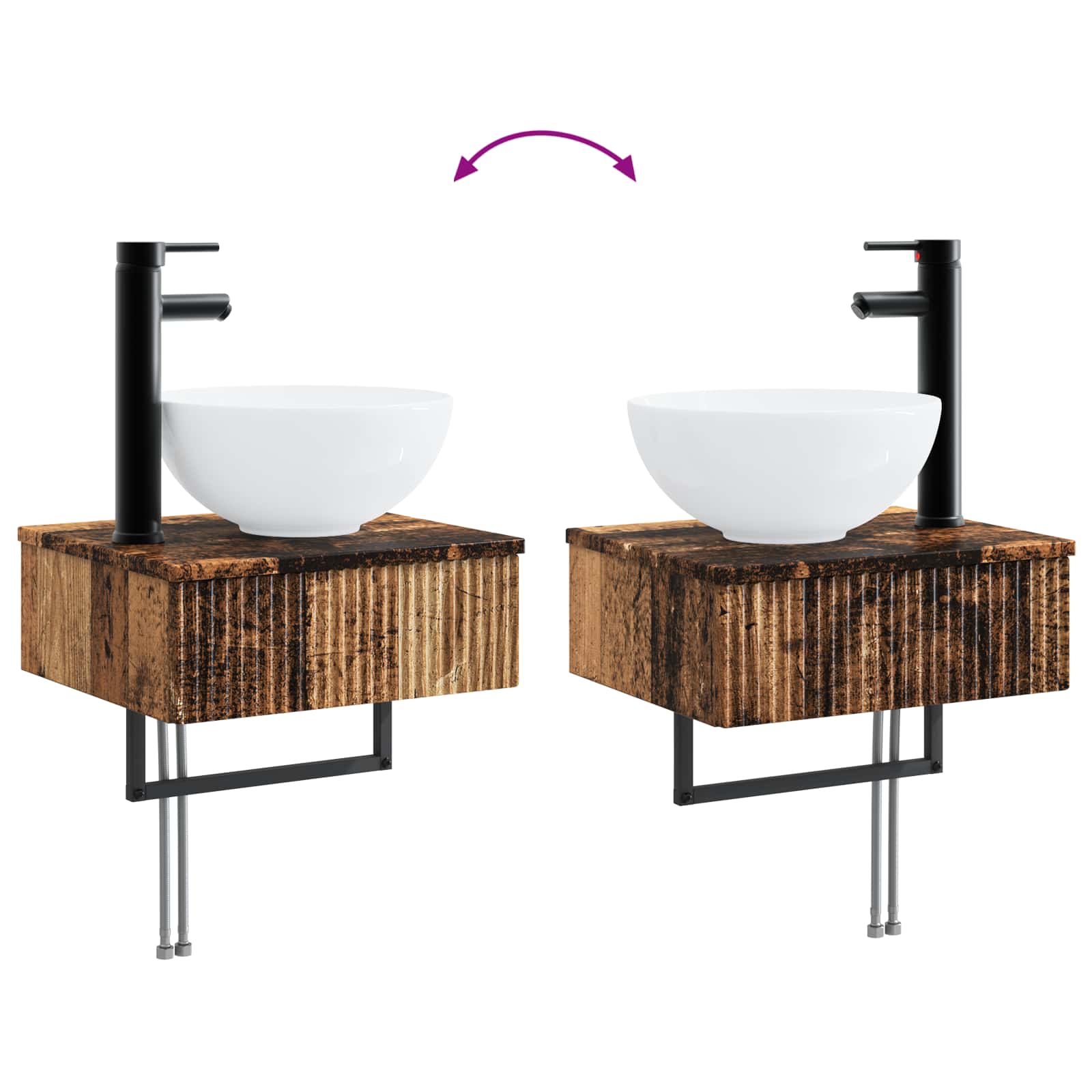 Set ormarića za kupaonicu 4 pcs Staro drvo 43 x 16 x 62,5 cm