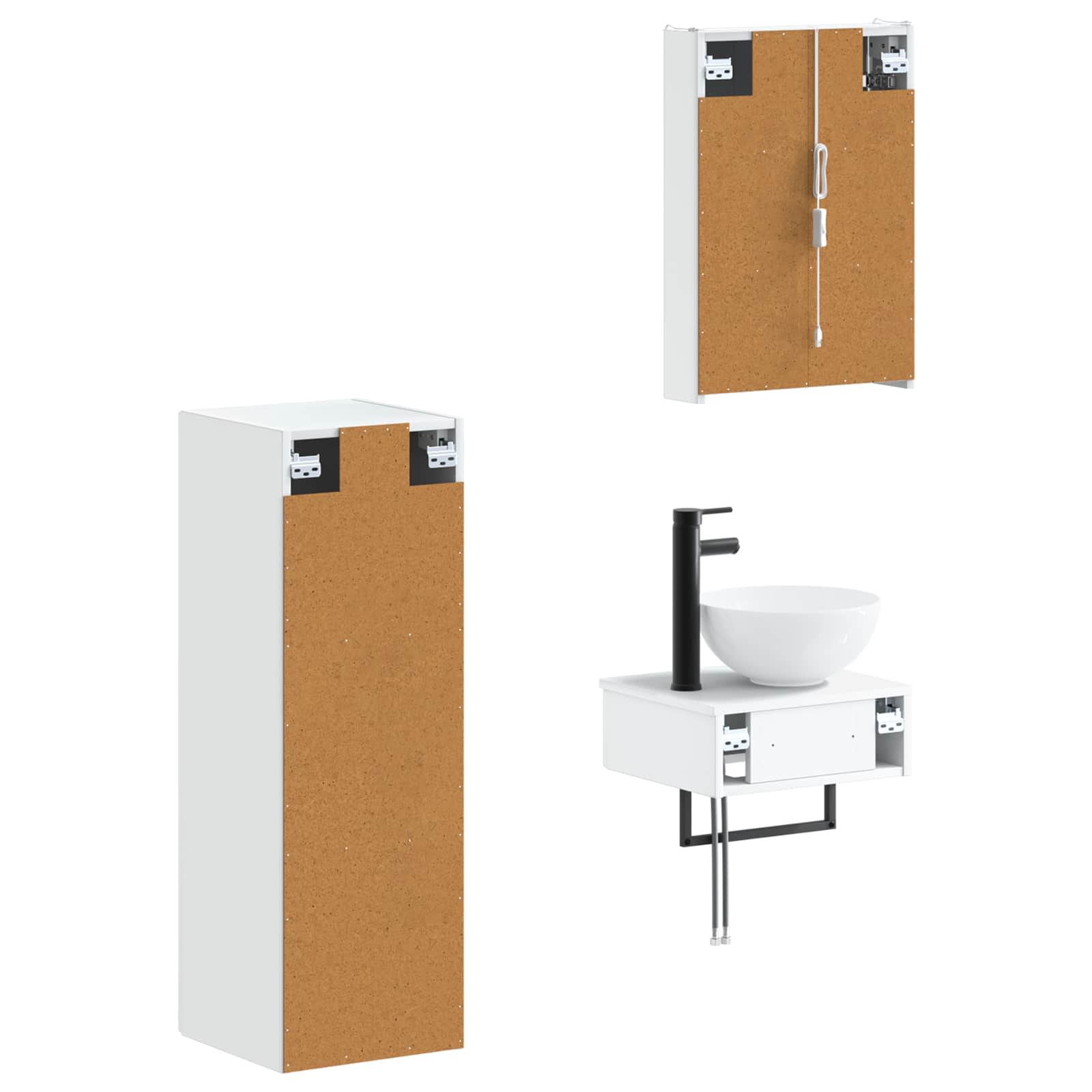 Set ormarića za kupaonicu 4 pcs Bijela 43 x 11,5 x 60,5 cm