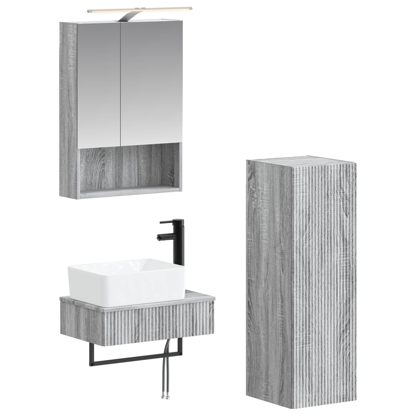 Set ormarića za kupaonicu 4 pcs Siva Sonoma 50 x 14,5 x 70 cm
