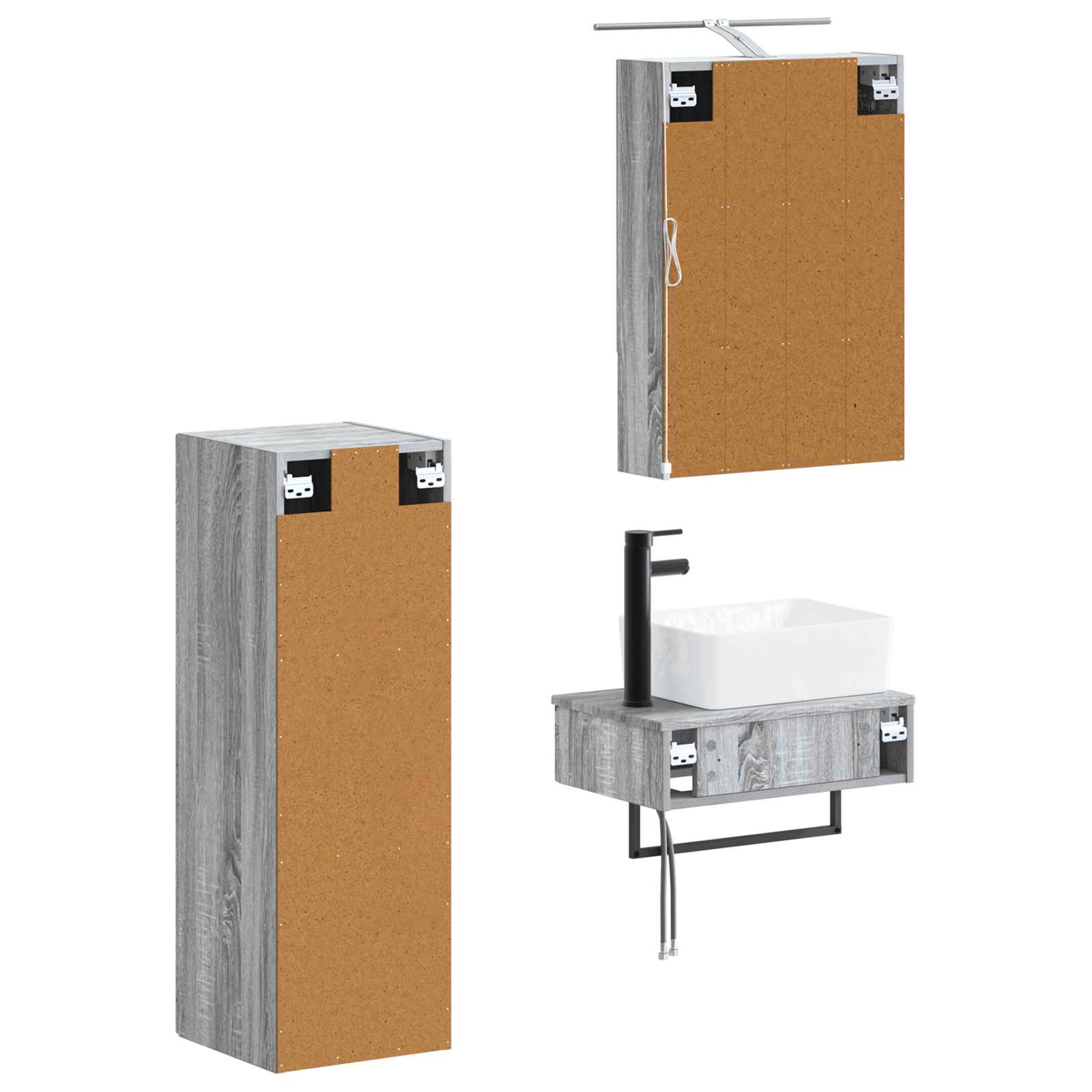 Set ormarića za kupaonicu 4 pcs Siva Sonoma 50 x 14,5 x 70 cm