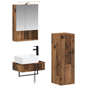 Set ormarića za kupaonicu 4 pcs Staro drvo 50 x 14,5 x 70 cm