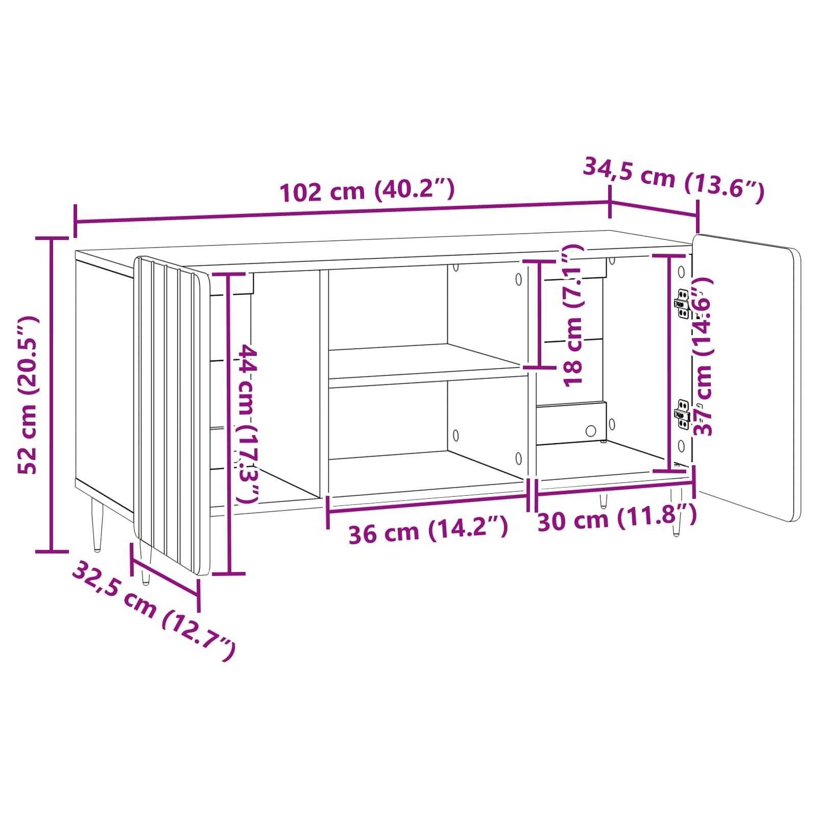 TV ormar Bijela 102 x 34,5 x 52 cm Konstruirano drvo
