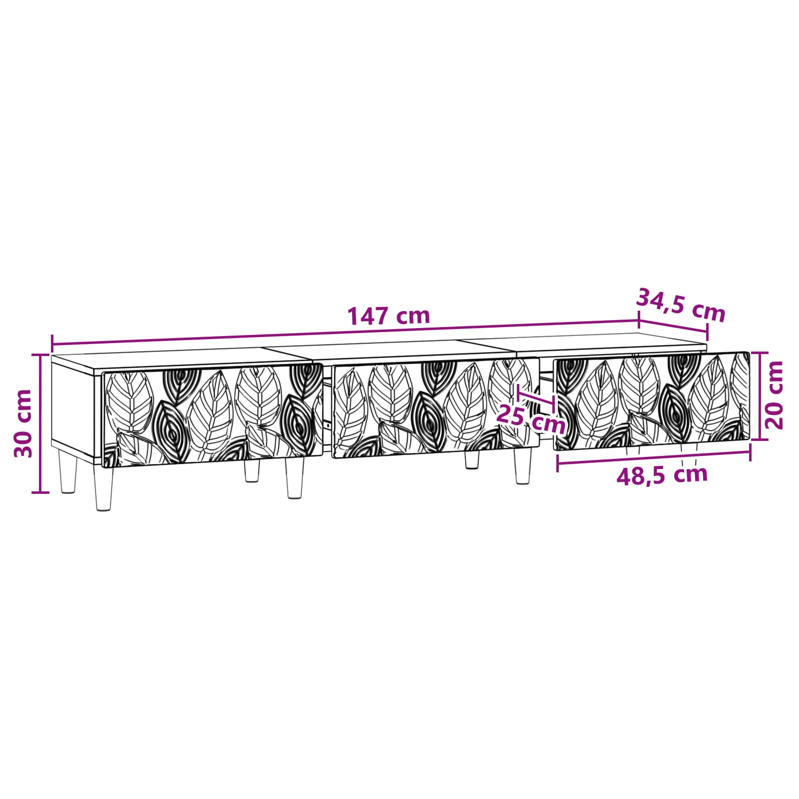TV ormar 147 x 34,5 x 30 cm Siva Sonoma Konstruirano drvo
