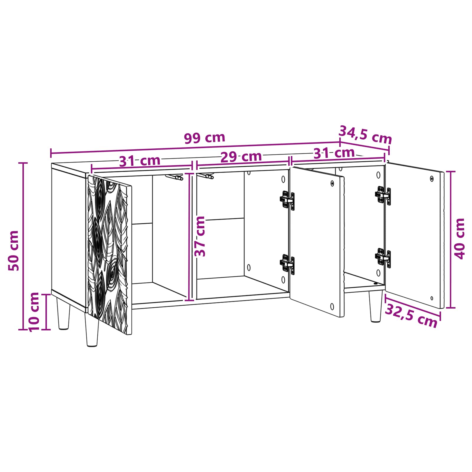 TV ormar 99 x 34,5 x 50 cm Crna Konstruirano drvo