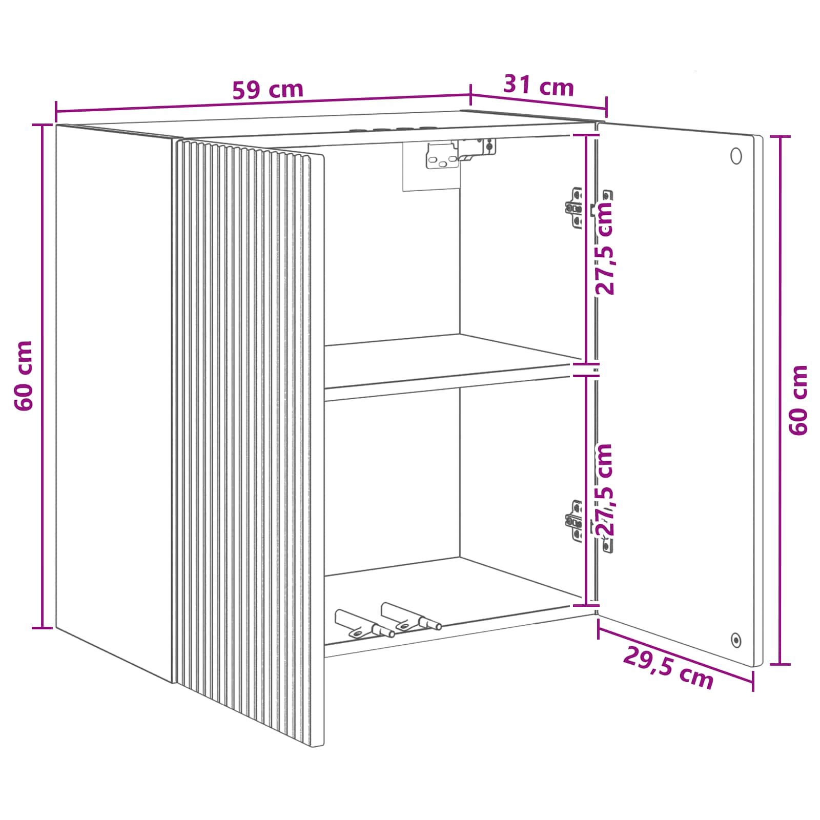 Ormar za montažu na zid Staro drvo 59 x 31 x 60 cm