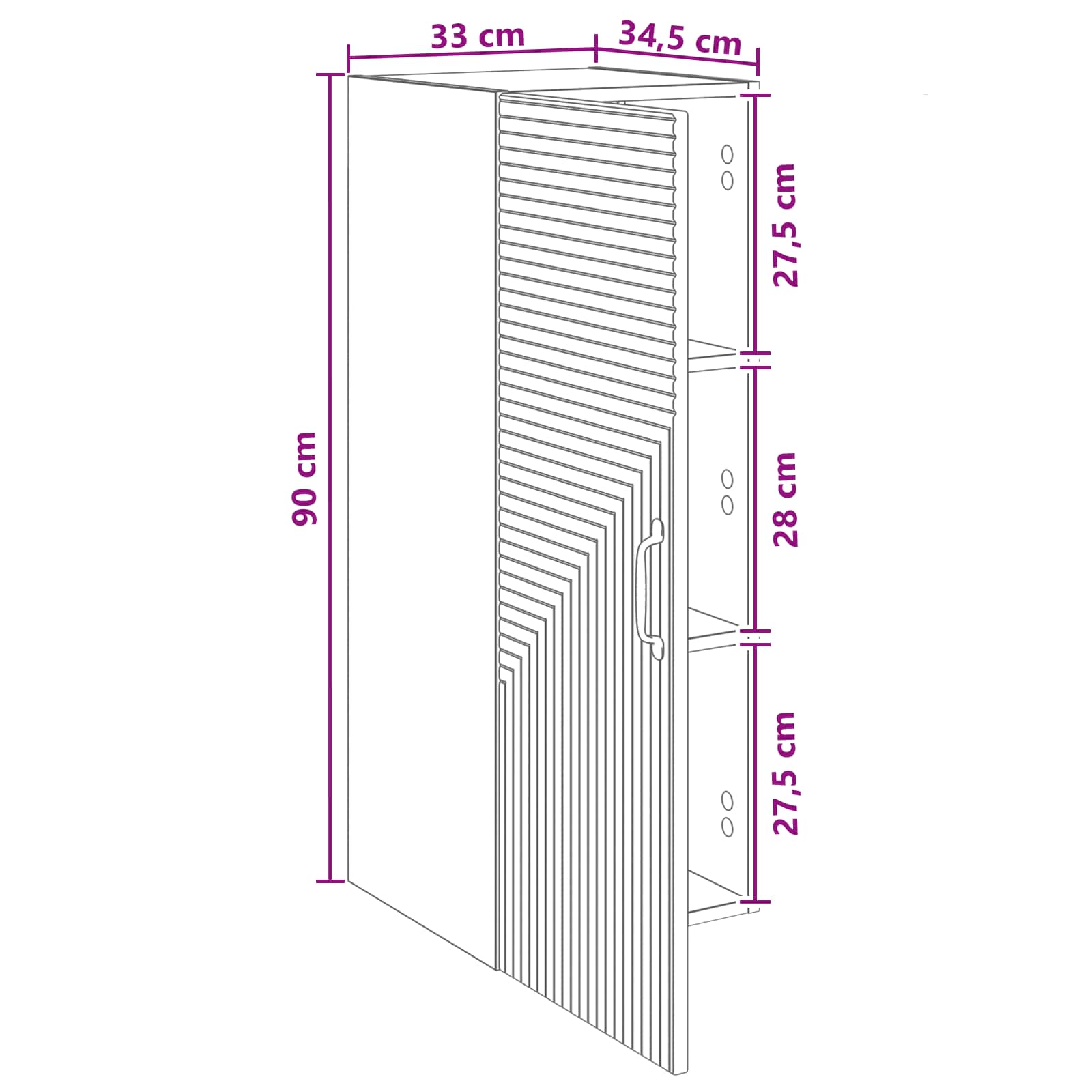 Ormar za montažu na zid Betonska siva 33 x 34,5 x 90 cm