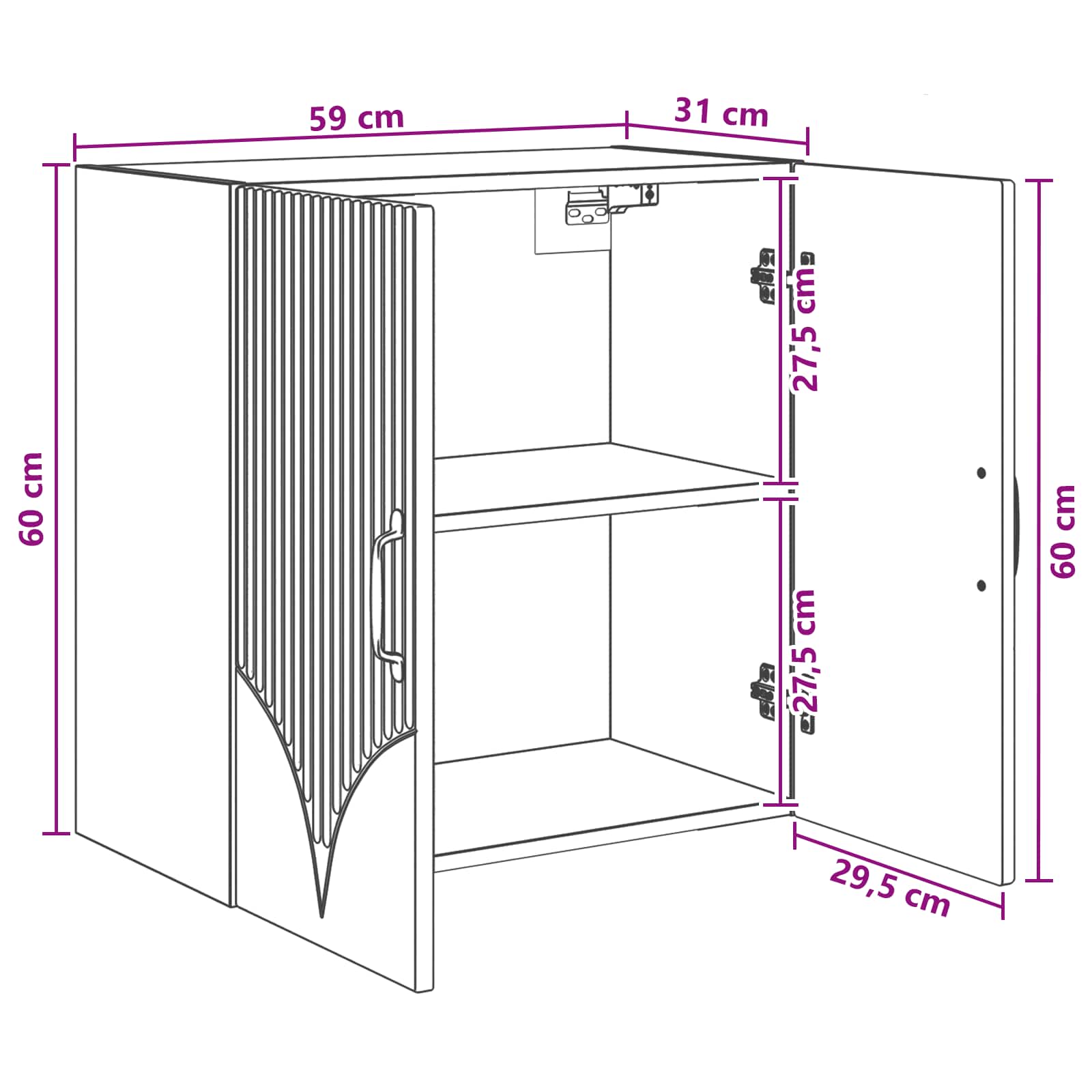 Ormar za montažu na zid Crna 59 x 31 x 60 cm Konstruirano drvo