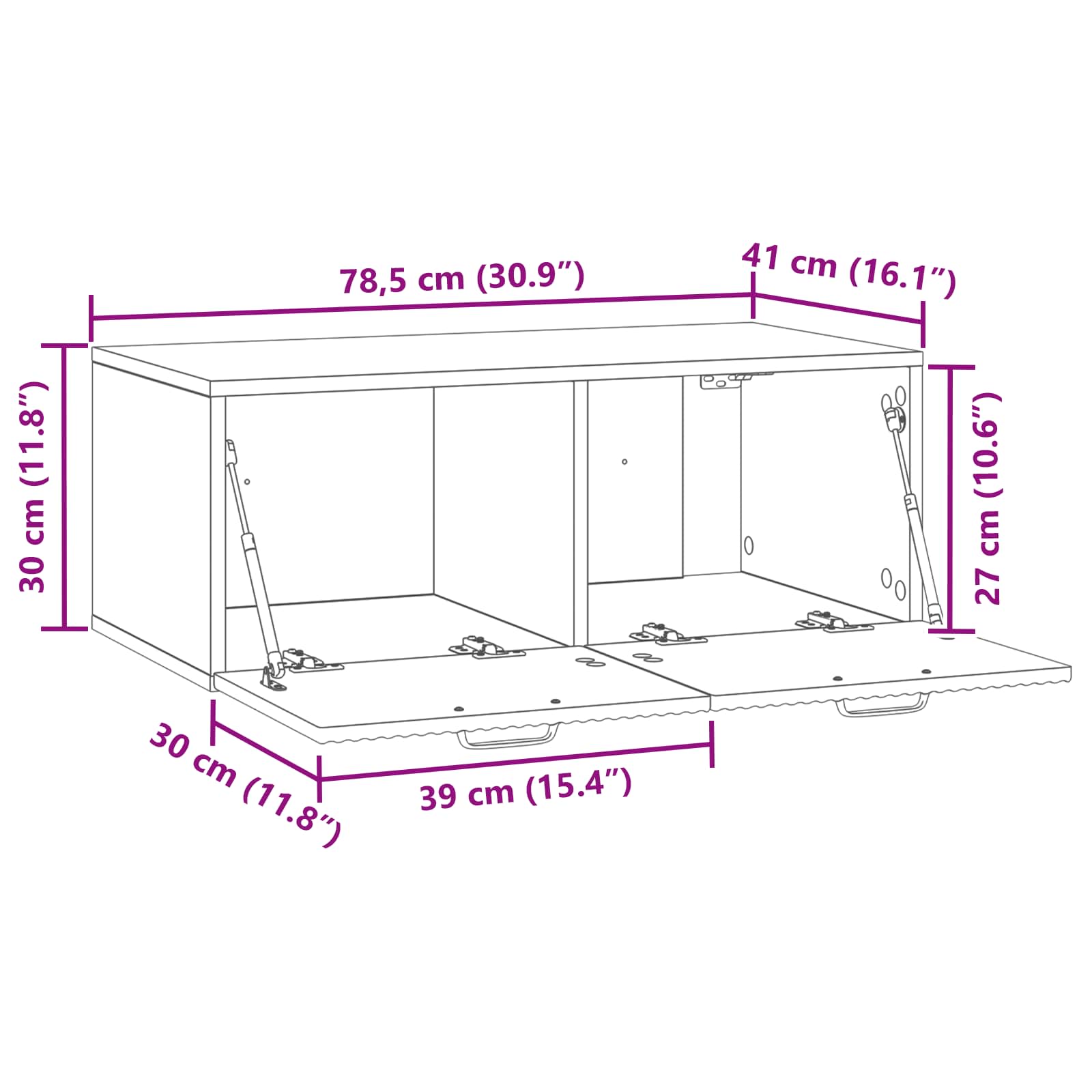 TV ormar za zid Bijela 78,5 x 41 x 30 cm Konstruirano drvo