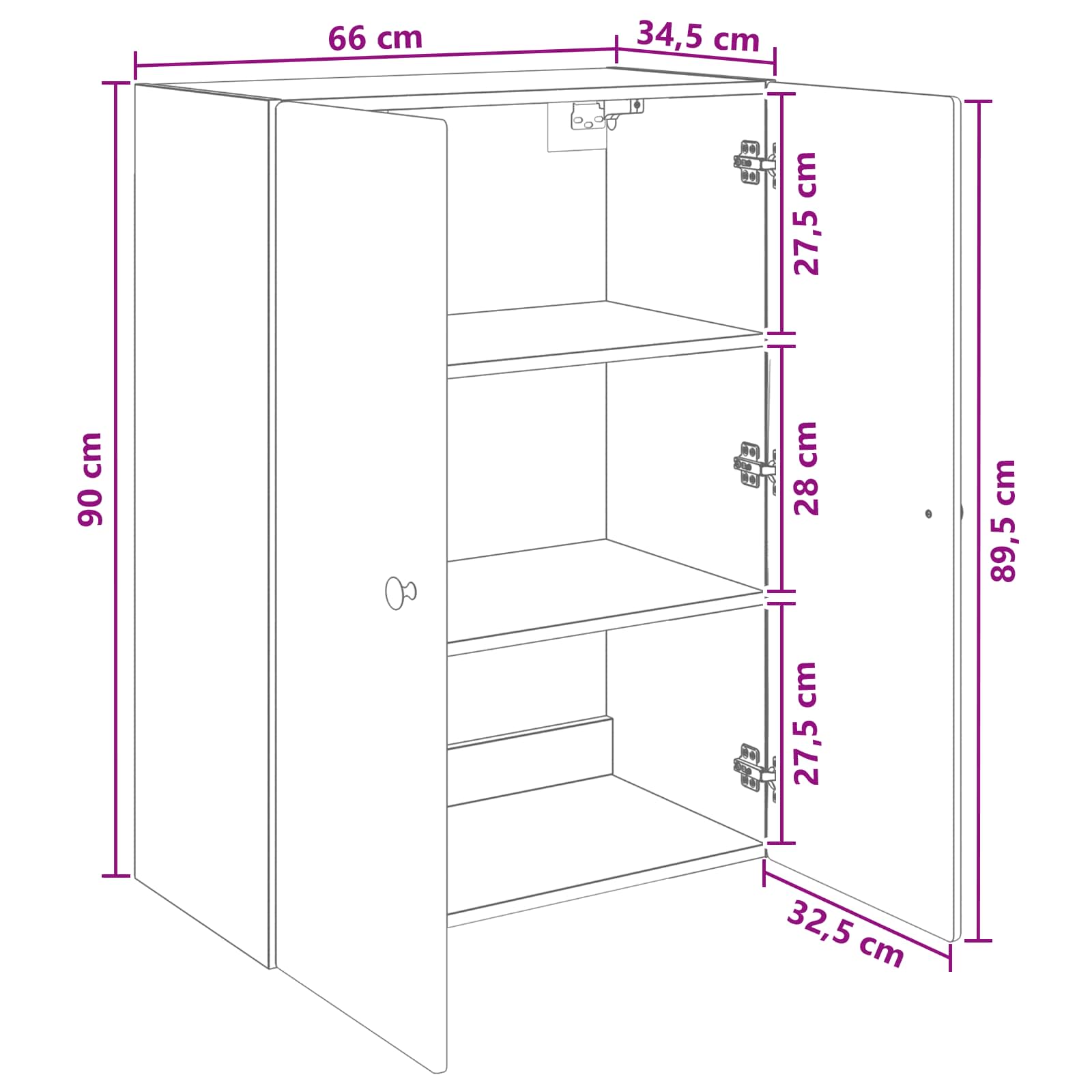 Ormar za montažu na zid Siva Sonoma 66 x 34,5 x 90 cm