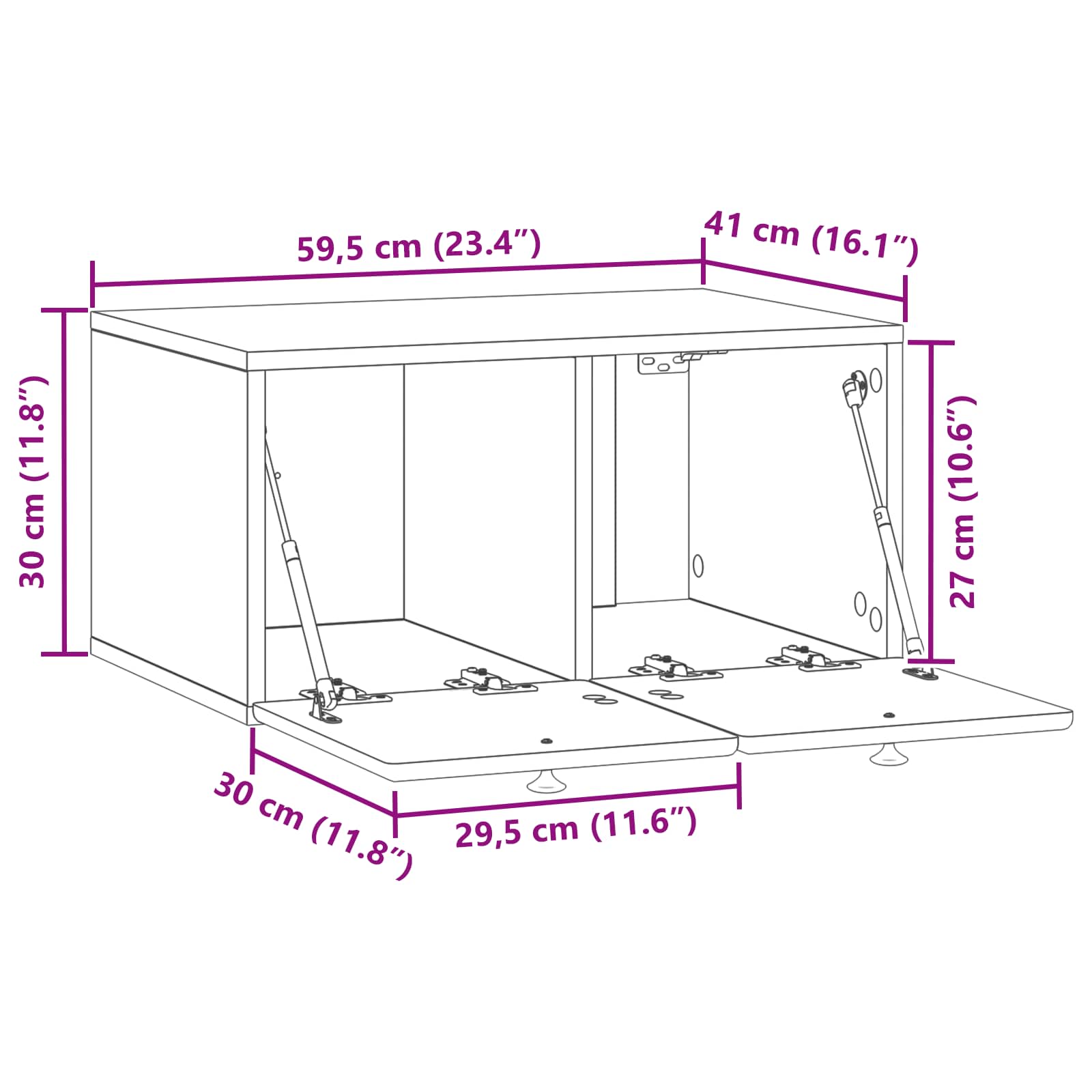 TV ormar za zid 59,5 x 41 x 30 cm Bijela Konstruirano drvo