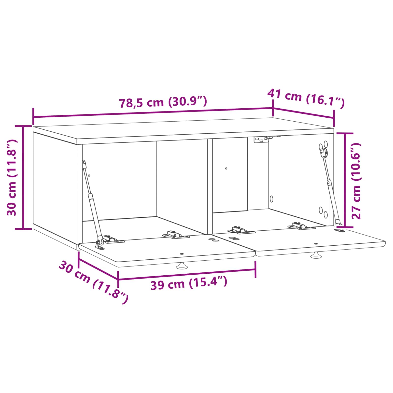TV ormar za zid 78,5 x 41 x 30 cm Bijela Konstruirano drvo