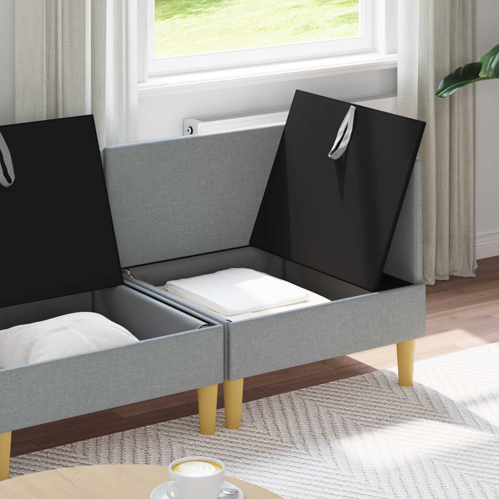 Modularni set sofe sa skladištem 3 pcs Svjetlosiva Tkanina
