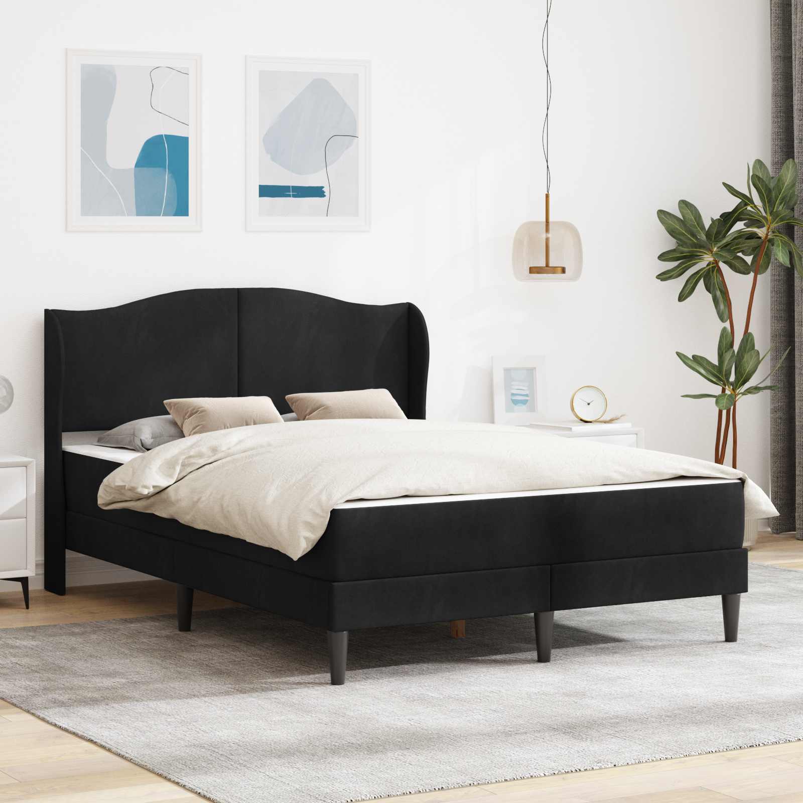 Krevetna konstrukcija 2 pcs Crna 120 x 190 cm Baršun