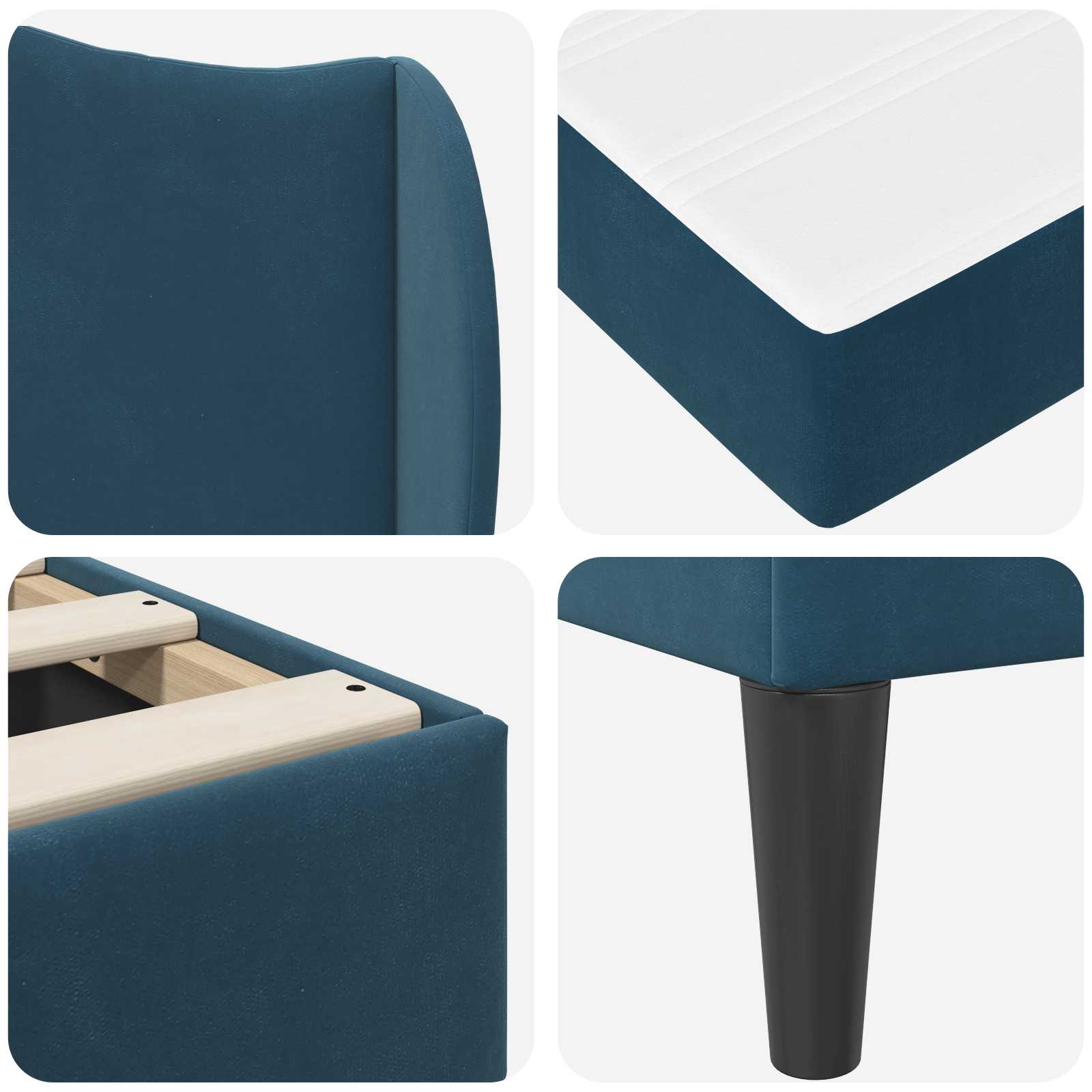 Krevetna konstrukcija 2 pcs Plava 120 x 190 cm Baršun