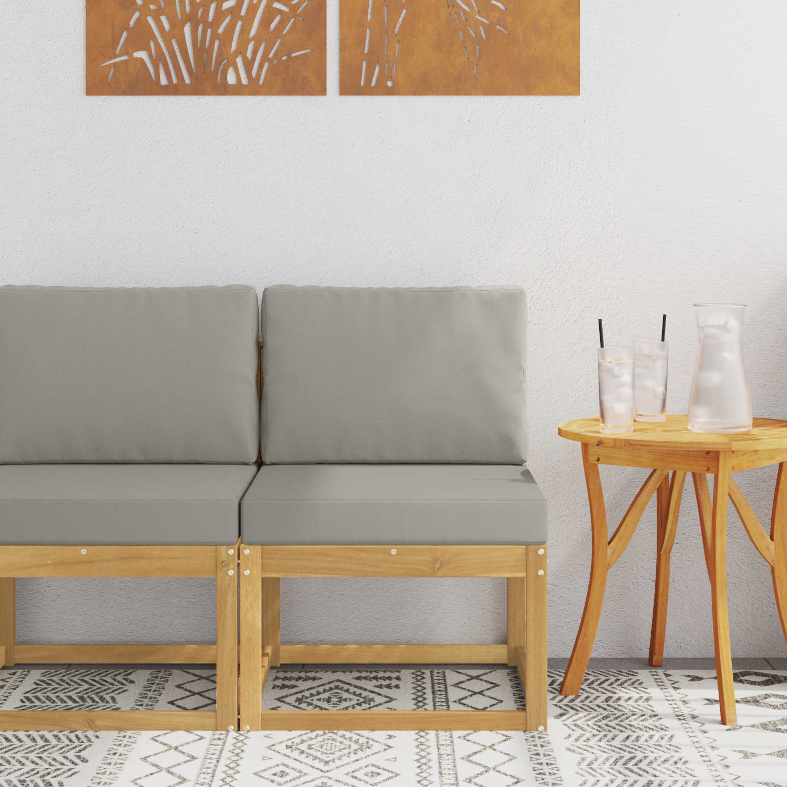Set vanjskih sofa Bijela i svjetlosiva 59 x 63 x 73 cm